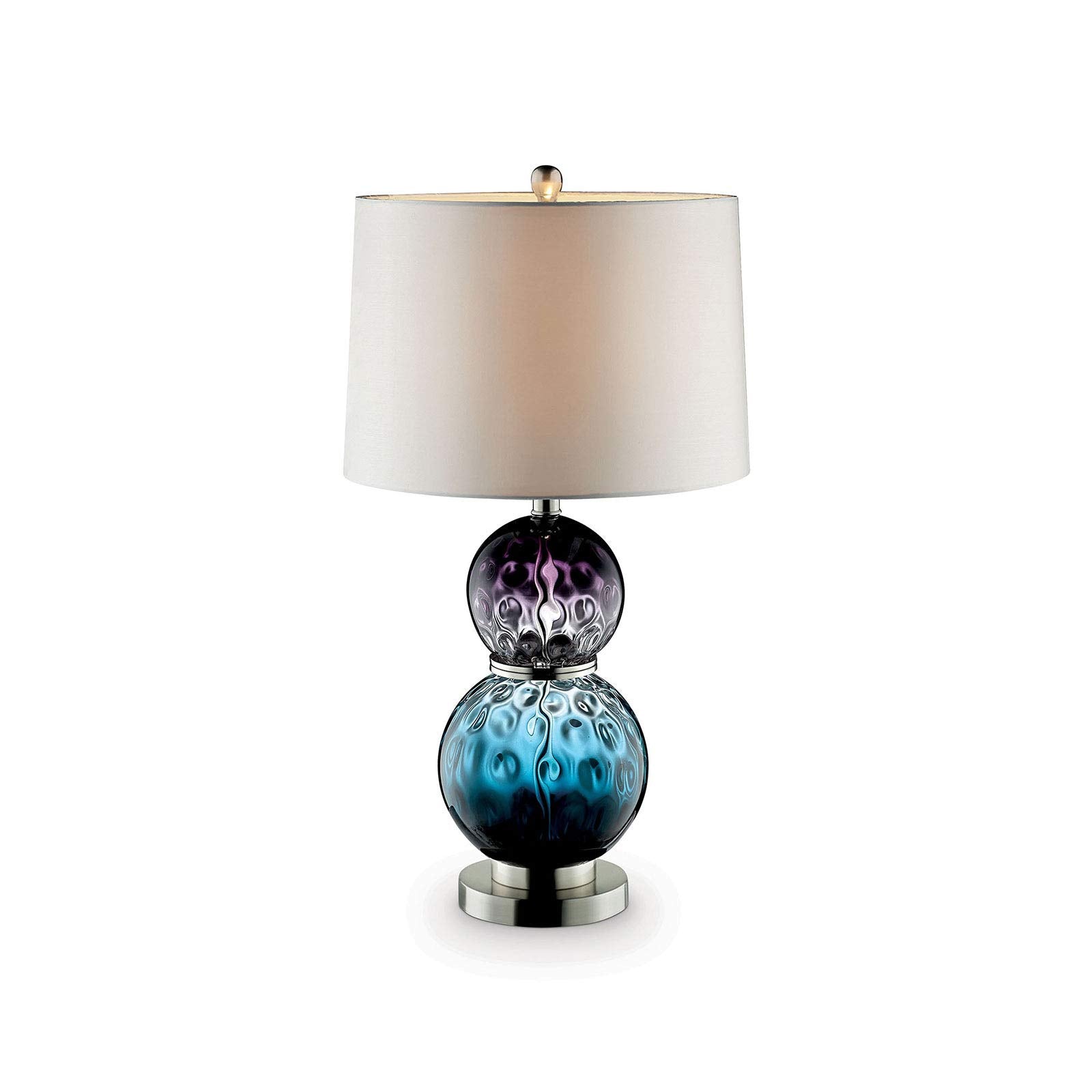 Benjara Table Lamp With Stacked Ball Base And Round Tier Support, Purple, Blue, Silver