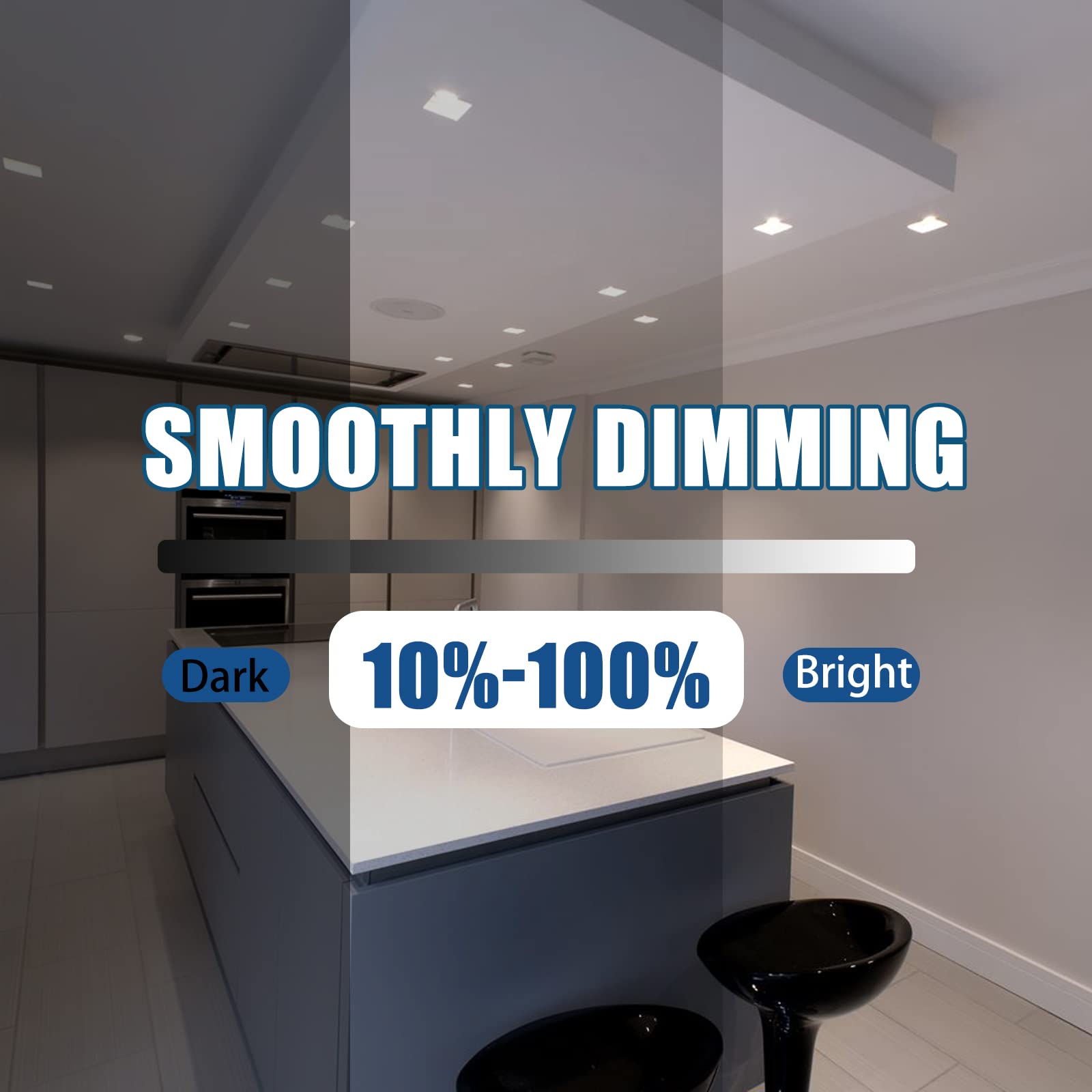 Oukeeto 4 Inch Led Square Recessed Light - 3000K/4000K/5000K Color Selectable, 10W=75W 800Lm Ultra-Thin Dimmable Downlight Led W