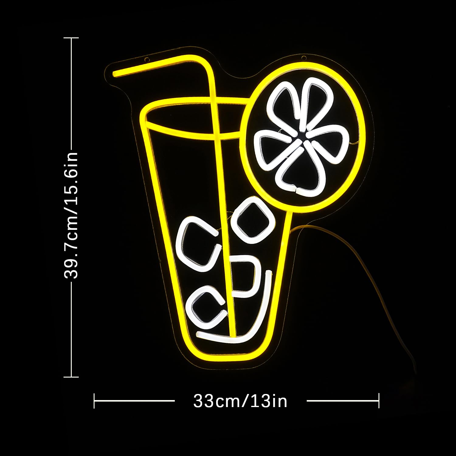 LULANMP Lemon Neon Light Sign - LED Acrylic Decor for Tea & Coffee Shops - Yellow - 15.6 x 12.9 inches