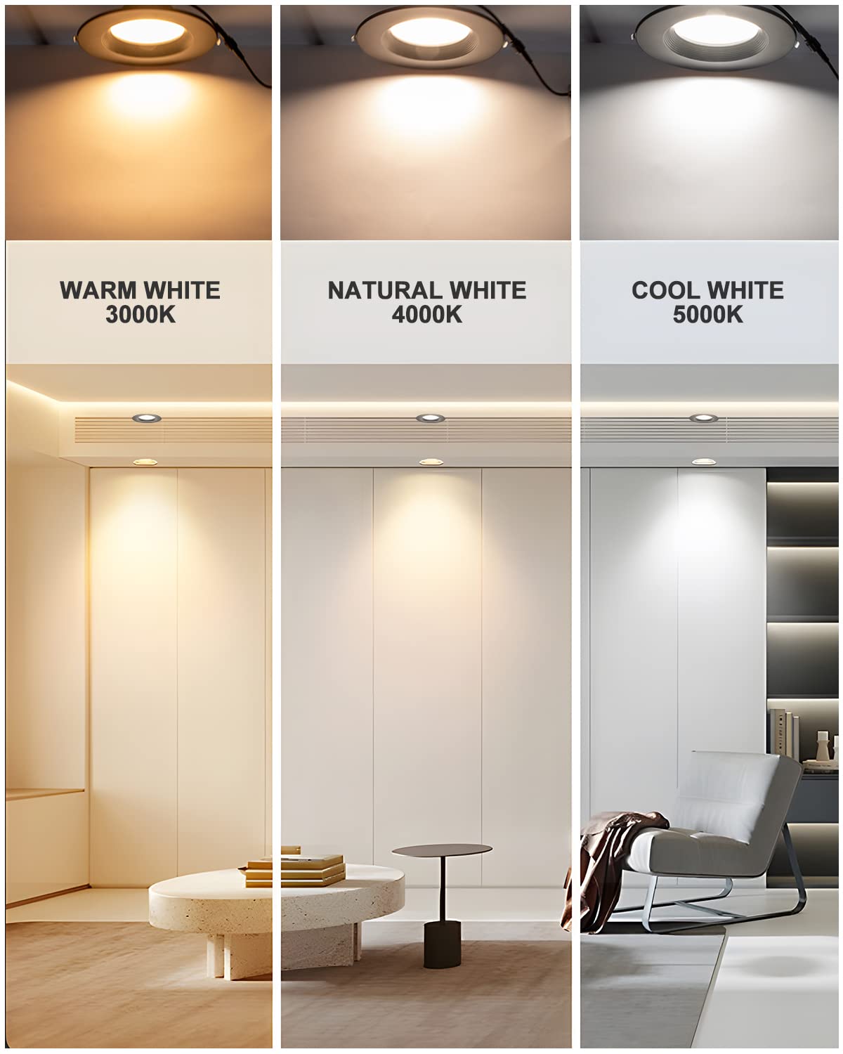 Lightdot 6 Pack Led Recessed Lighting 6 Inch Cri90 3Cct 3000K/4000K/5000K Led Can Lights Dimmable Resseced Light Fixtures Can-Killer Downlight Ceiling Light, 1200Lm Brightness Slim Pot Canless-Ic Rate