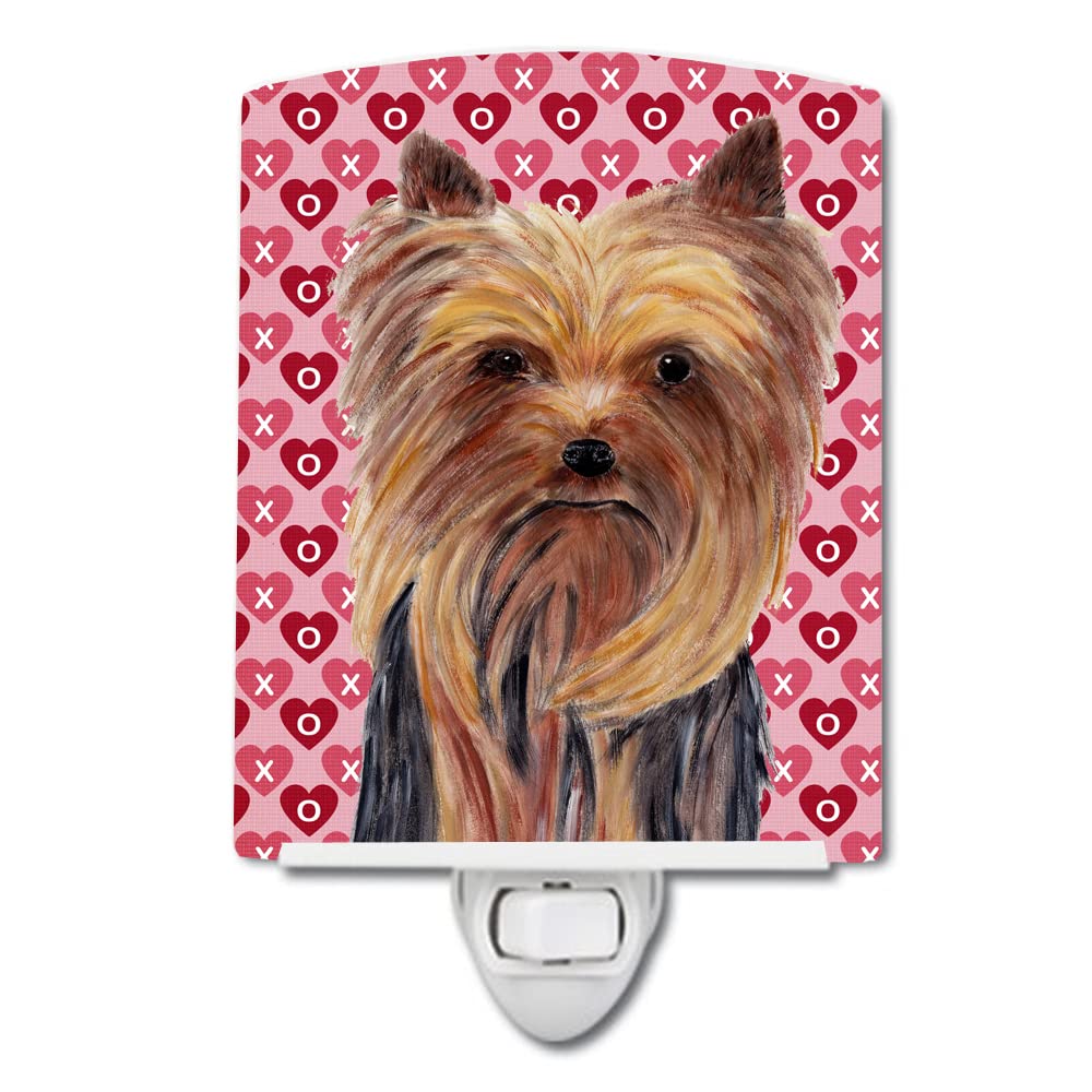 Carolines Treasures Ceramic Night Light, Yorkie Hearts Design, UL-Certified, 6x4x3in, Multicolor, Model SC9274CNL