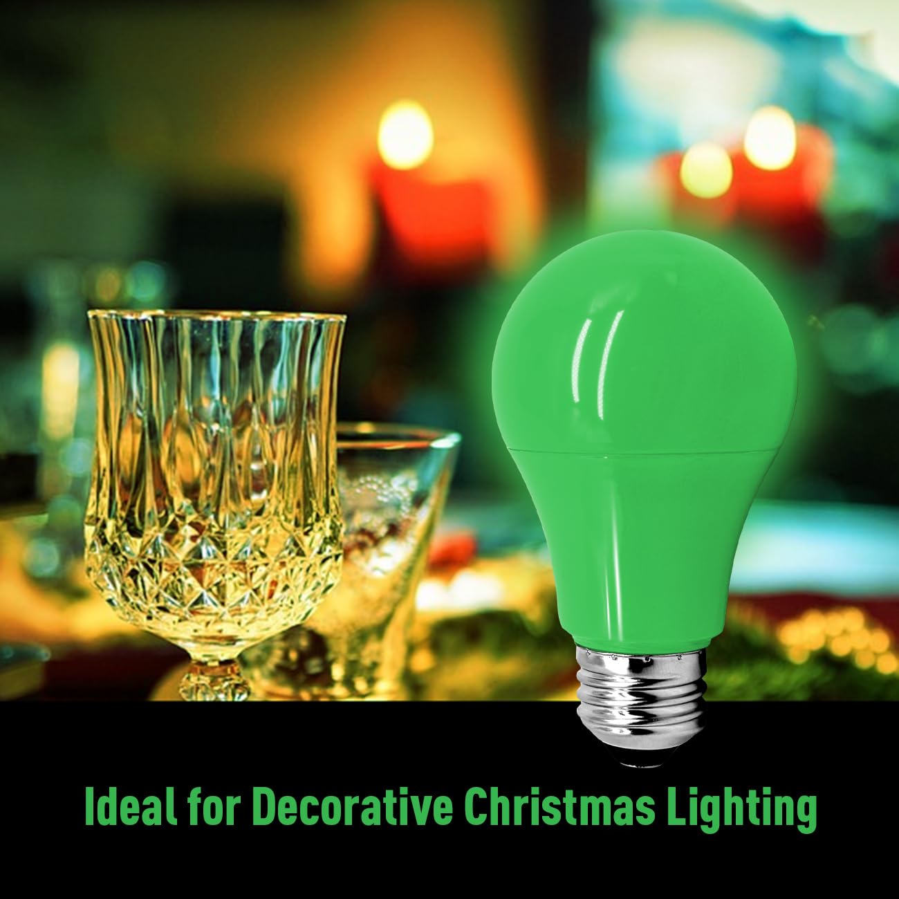 12 Pack Green Light Bulbs A19 7W (60W Equivalent), E26 Red Led Lights For Holiday Lighting, Porch, Party, Bar Ambiance Decor, Ha