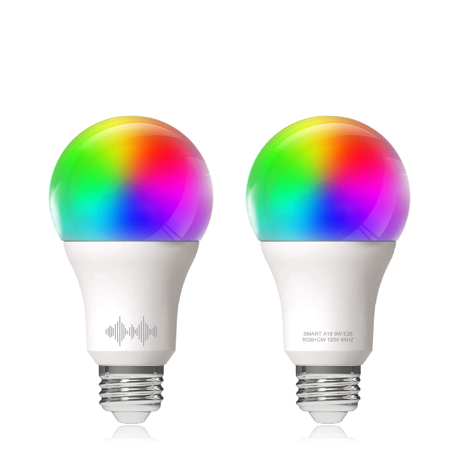 Helloify A19 Smart WiFi LED Light Bulbs, RGBCW Multi-Color Changing, Warm to Cool White Dimmable, Compatible with Alexa & Google