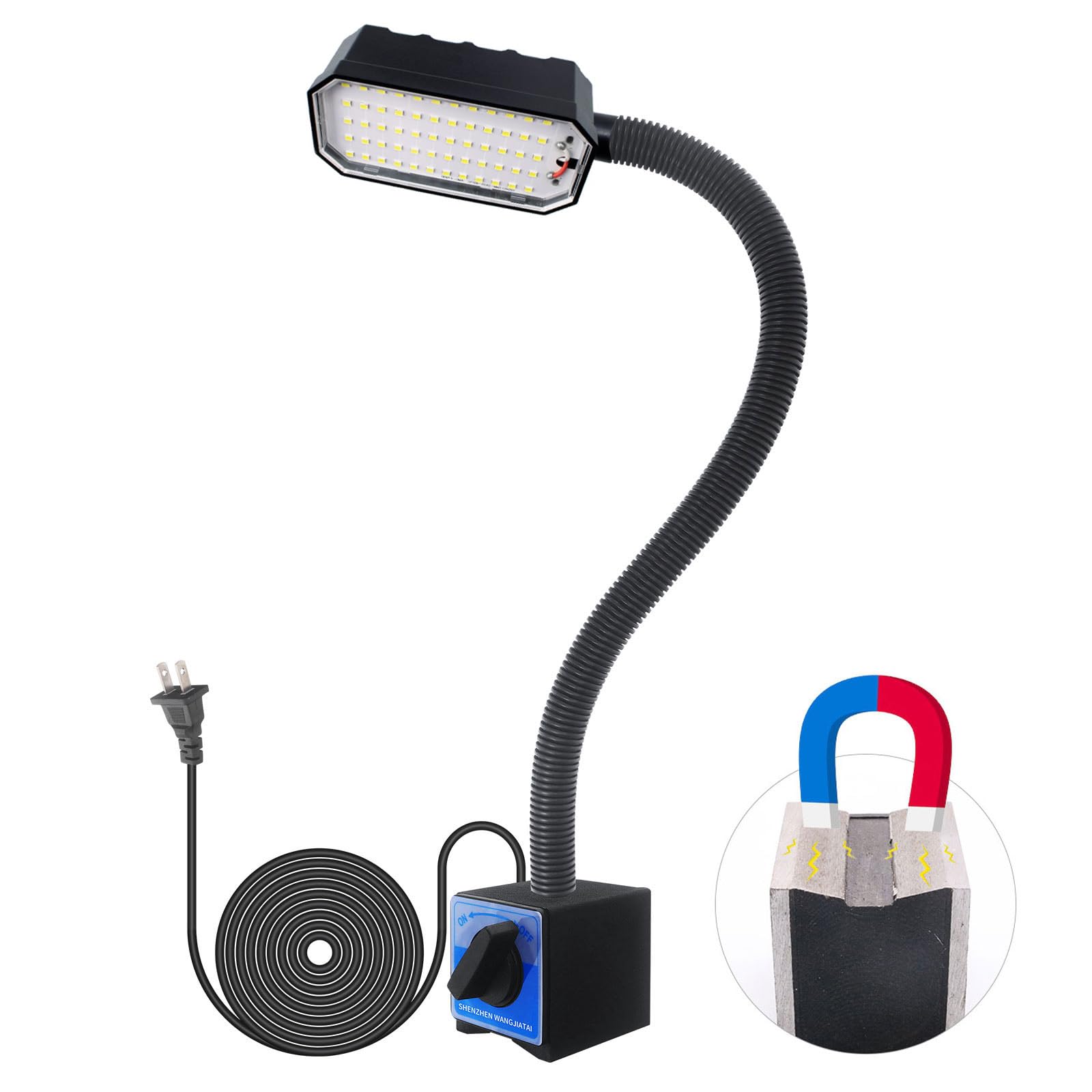WangJiaTai Magnetic Work Light, 2000 Lumens Led Machine Light with Strong Magnetic Base, 20 inch Flexible Magnetic Lamp for Gara