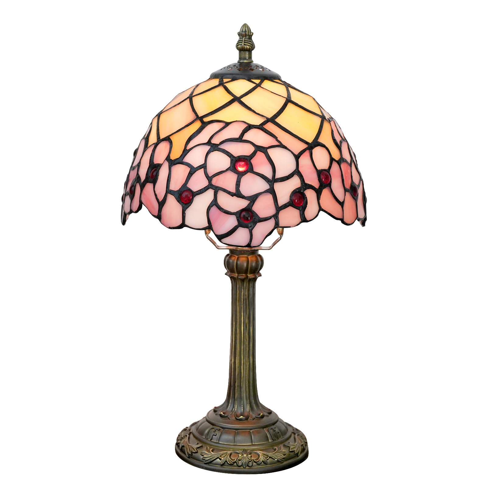 wecrejoni Tiffany Lamp Stained Glass Table Lamp 8X8X14 Inches Desk Reading Light Decor Beside Bedroom Living Room Home (H-1055- 