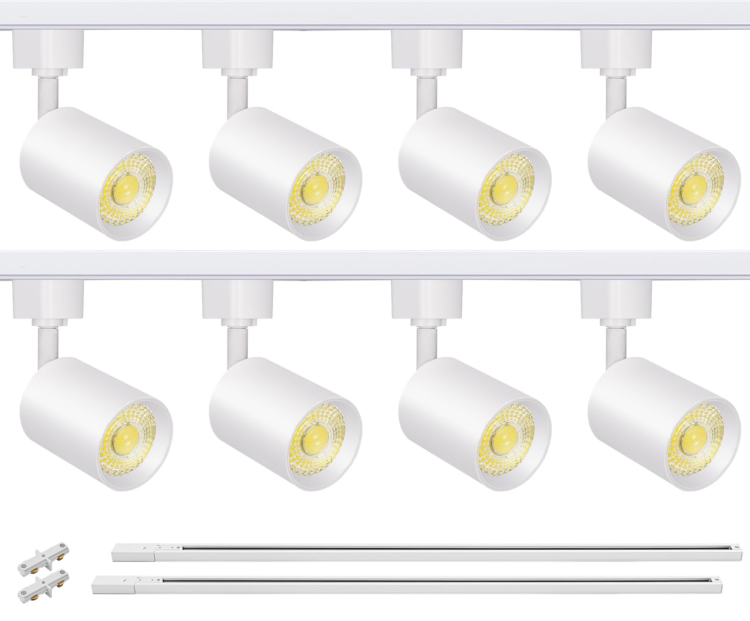 Vanoopee 8-Light Led Track Lighting Kit With 6.6Ft H Type Track Rails, Dimmable Track Light Heads Bright Ceiling Spotlight Fixture For Kitchen Accent Art, 3000K Warm White, No Flicker 10W 800Lm White
