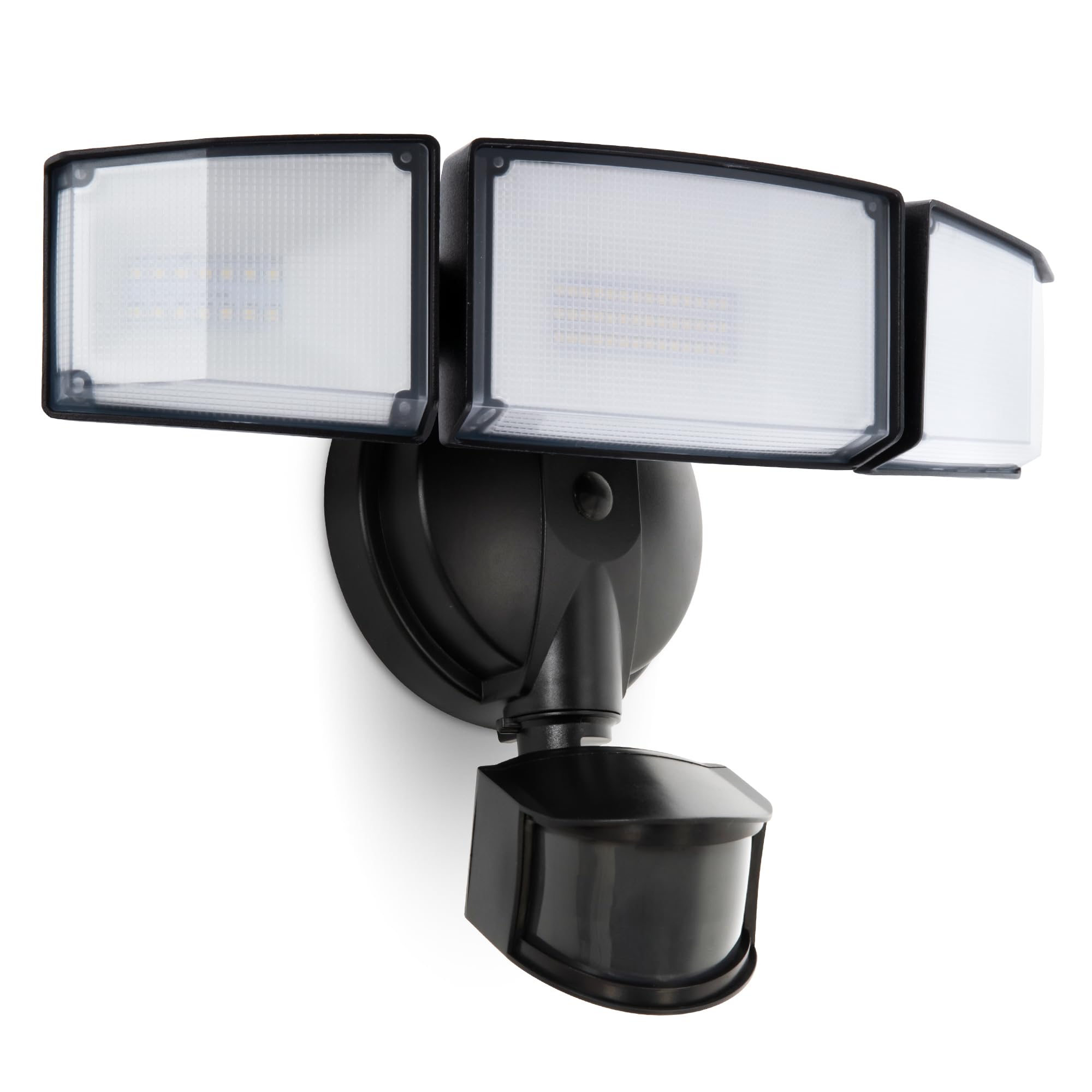 UME 49W LED Security Lights Motion Sensor Light Outdoor, 5000K Daylight, IP65 Waterproof, Dusk to Dawn, 3 Head Motion Detected F