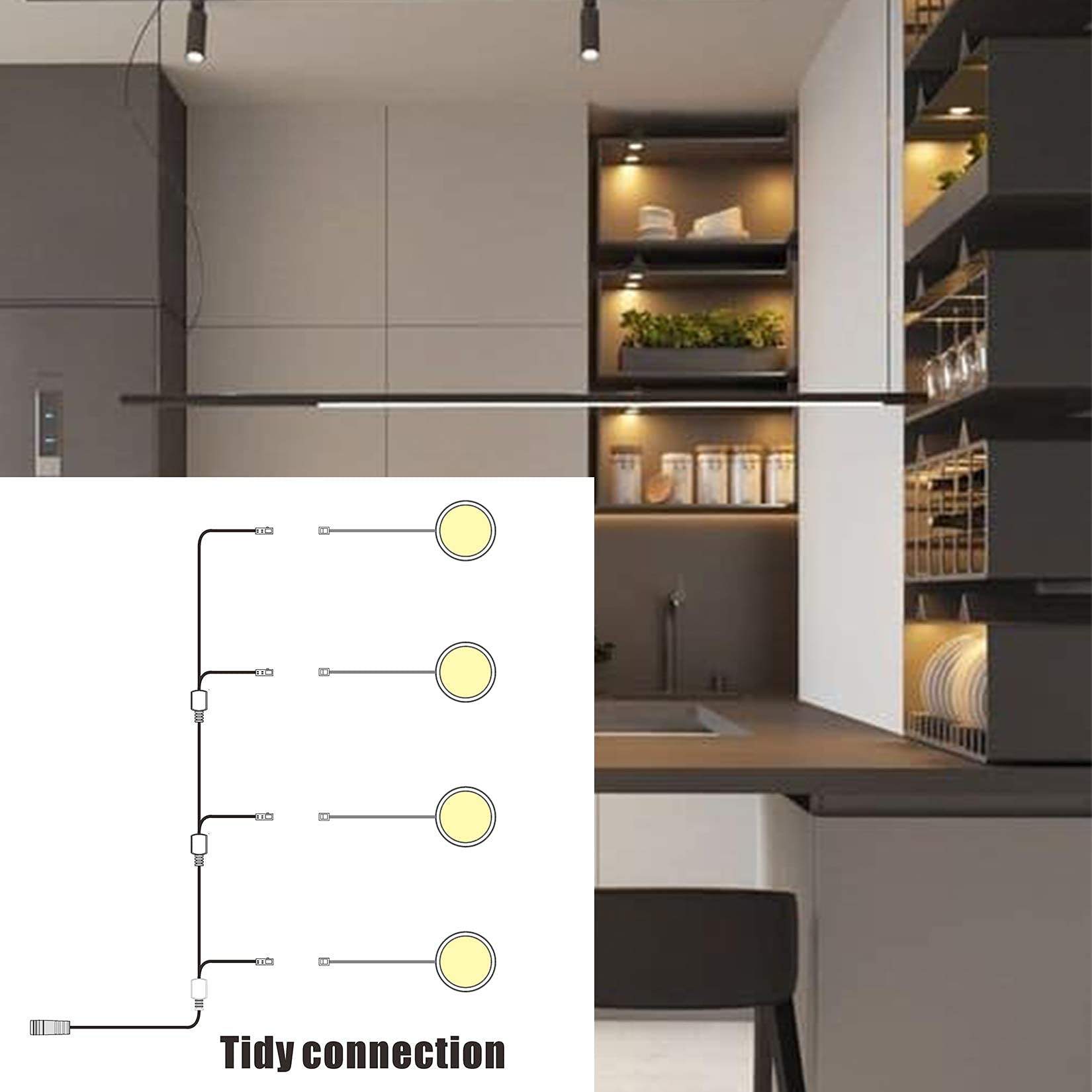WOBANE LED Puck Lights Kit, Dimmable Under Cabinet Lighting, 700lm, 2700K Warm White, 4 Pack, Silver Housing, Model CS211