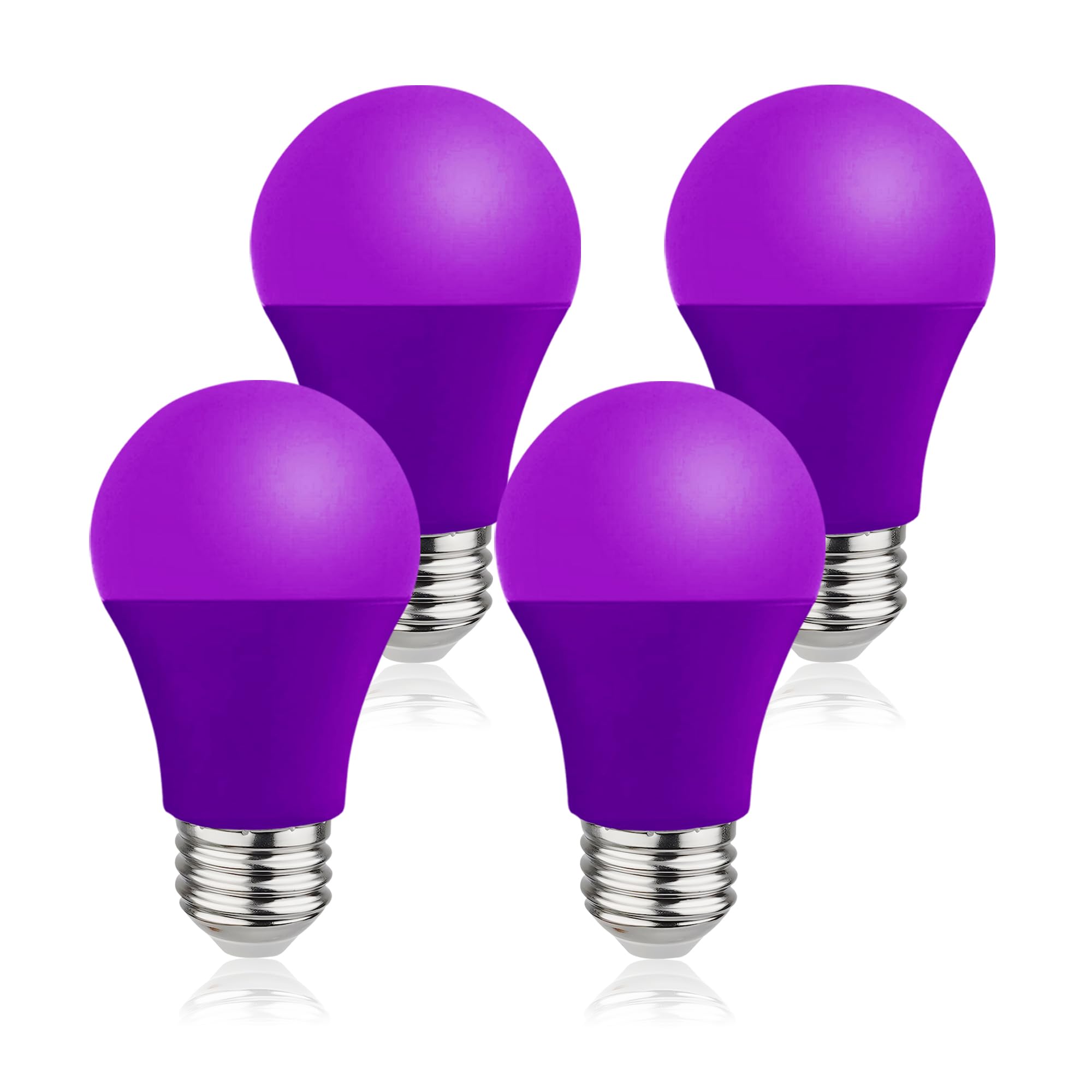 U4Glory Purple Led Light Bulbs - 9W(60W Equivalent) Soft Violet Glow, A19 Bulb With E26 Base, Non-Dimmable Purple Light Bulb For