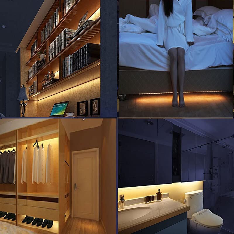 Amagle 9.8Ft Motion Sensor Light, Warm White Led Strip For Closet & Kitchen, Battery Operated