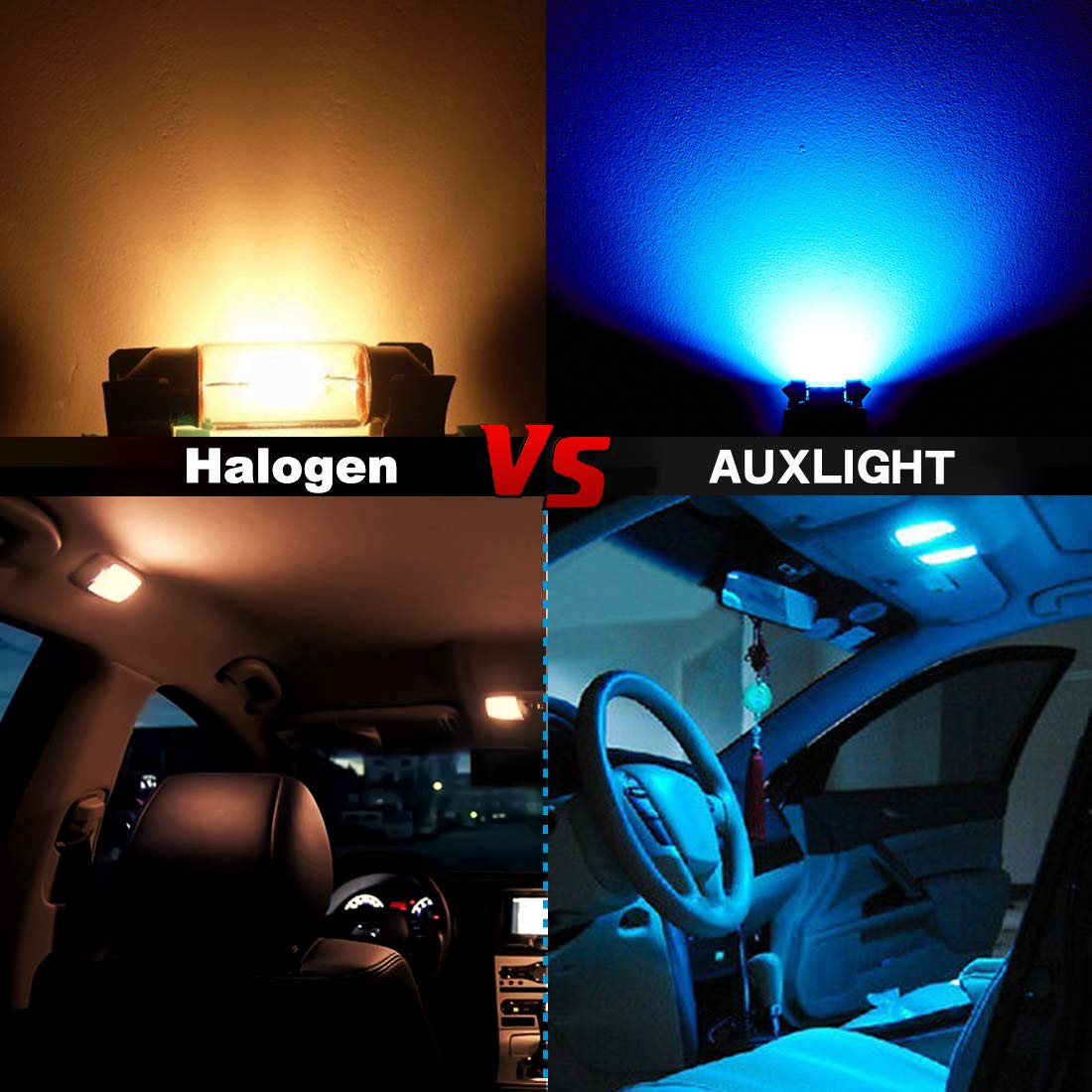 AUXLIGHT Festoon LED Interior Light Bulbs, Ice Blue, 41MM, Super Bright 6SMD Chips, Pack of 6