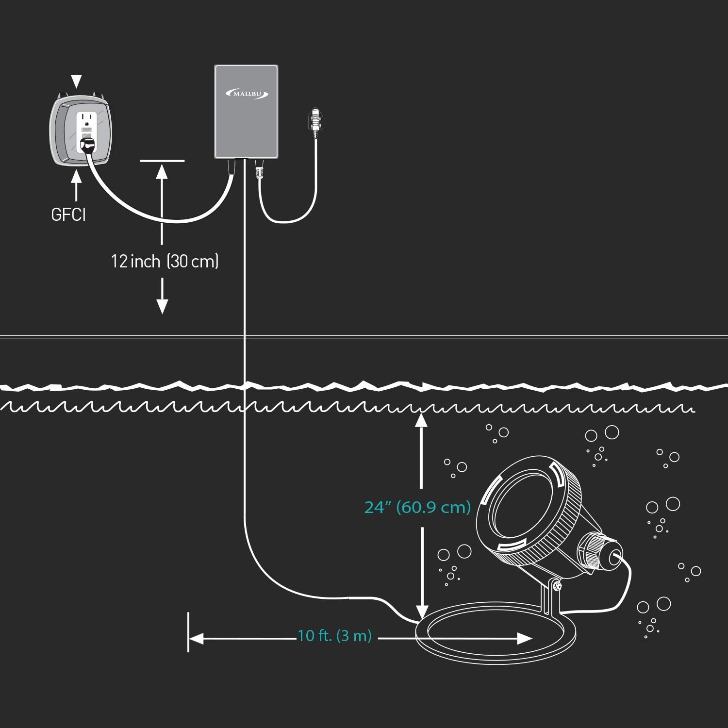 Malibu Submersible Led Pond Light Low Voltage Landscape Lighting Underwater Flood Light Outdoor Landscape Water Garden Lights For Swimming Pool, Fountain, Pond, Rockery 8401-3501-01, Black
