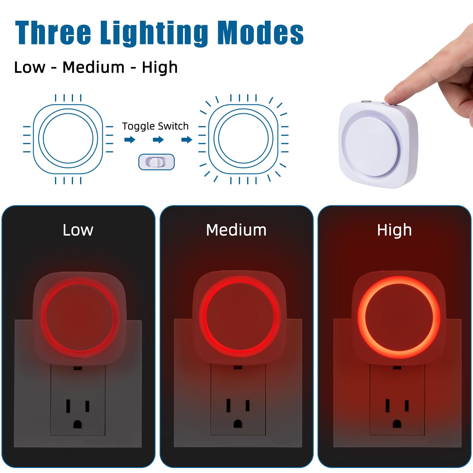 Red Night Lights Plug Into Wall, 4 Packs Dimmable Night Light With Dust To Dawn Sensor, Automatically Turn On And Off, Gentle Gl
