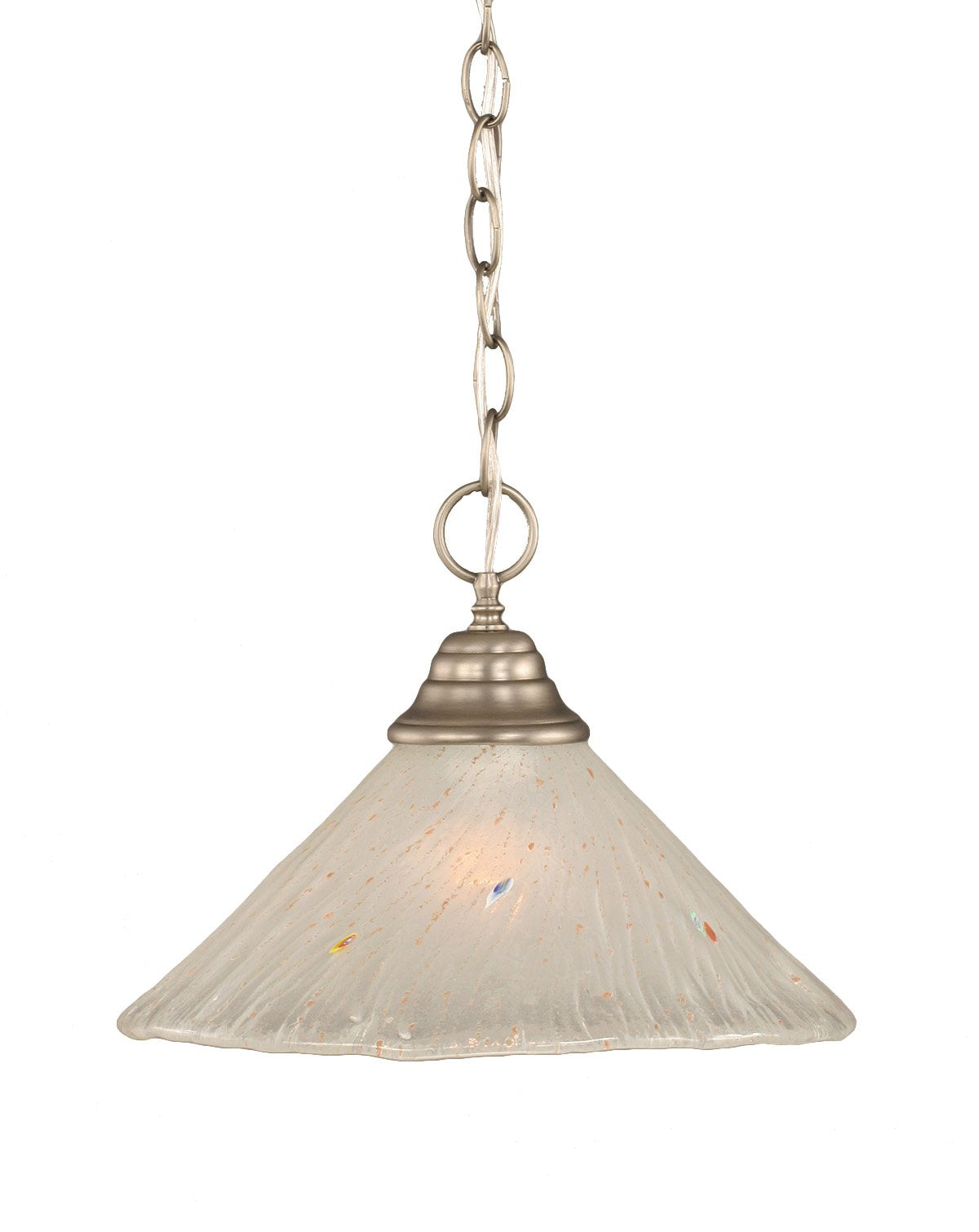 Toltec Lighting 10-Bn-701 One-Light Chain Pendant Brushed Nickel With Frosted Crystal Glass, 12-Inch