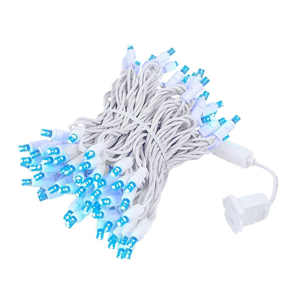 Novelty Lights 100 Light LED Christmas Mini Light Set  Outdoor Lighting Wedding Patio String Lights  Blue  White Wire  34 Feet