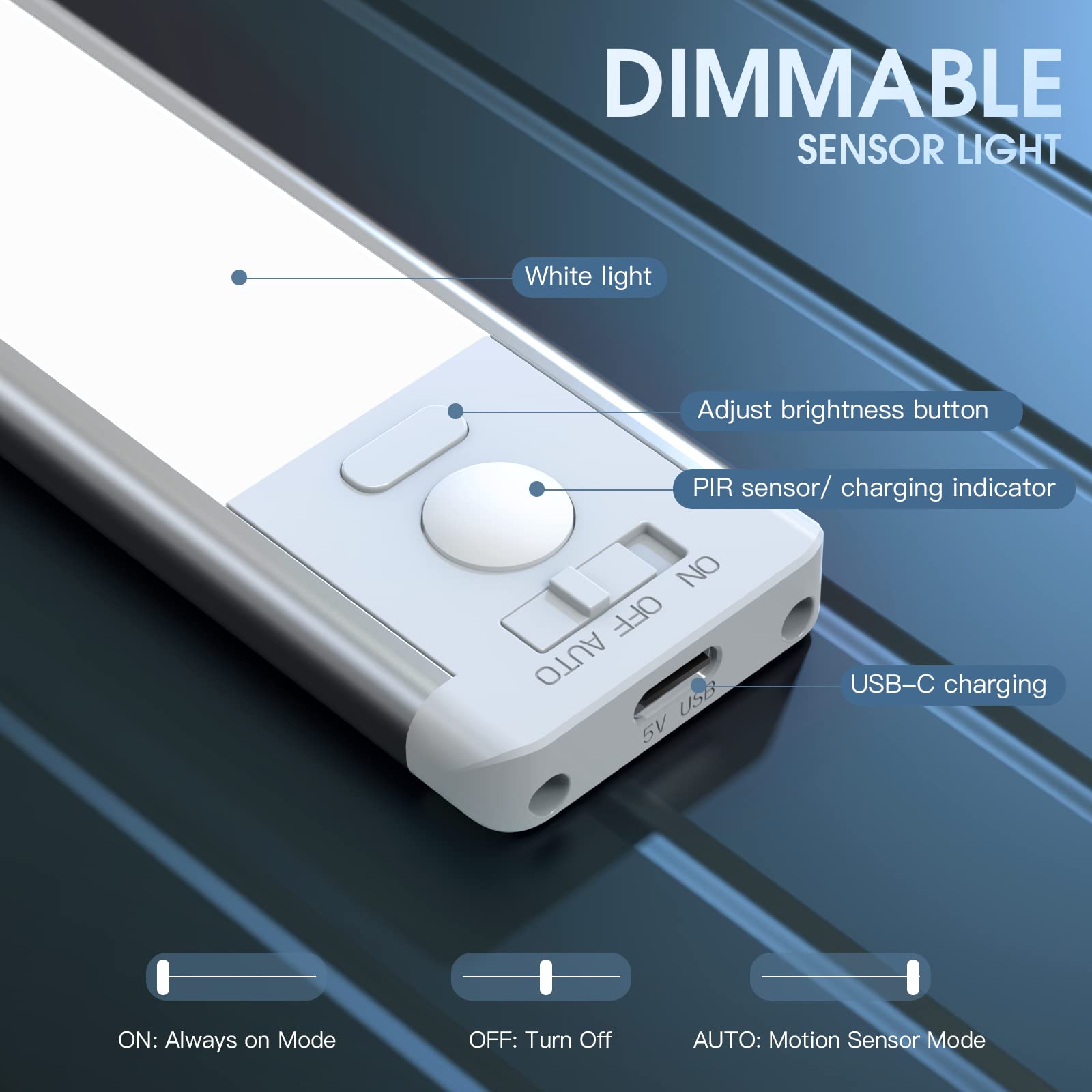 Under Cabinet Lights,40 Led Rechargeable Battery Operated Motion Sensor Light Indoor, 2 Pack Magnetic Dimmable Closet Lights, Wireless Under Counter Lights For Kitchen, Stairs (White Light)