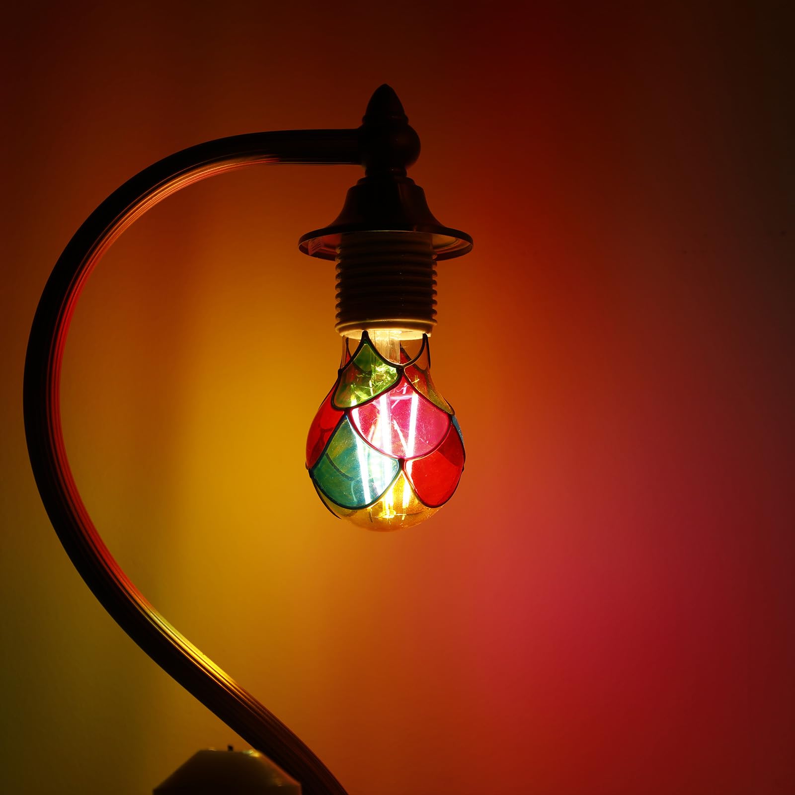 Vihose 6 Pcs Stained Glass Light Bulb E26 Led Multicolor Bulbs Vintage Rainbow Light 6W For Home Lighting Balcony Festive Atmosp