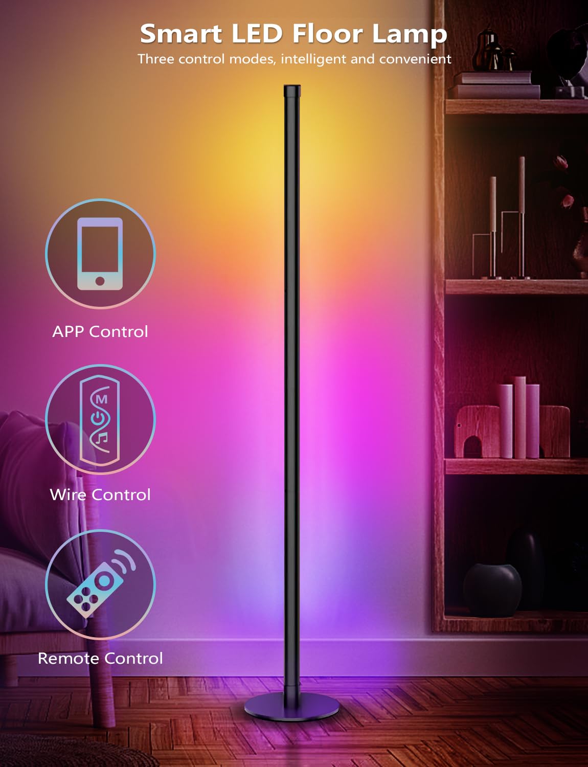 Tsanhoo 2 In 1 Dimmable Floor Lamp, Smart Corner Led Floor Lamp With App And Remote Control, 16 Million Diy Colors, Music Sync,