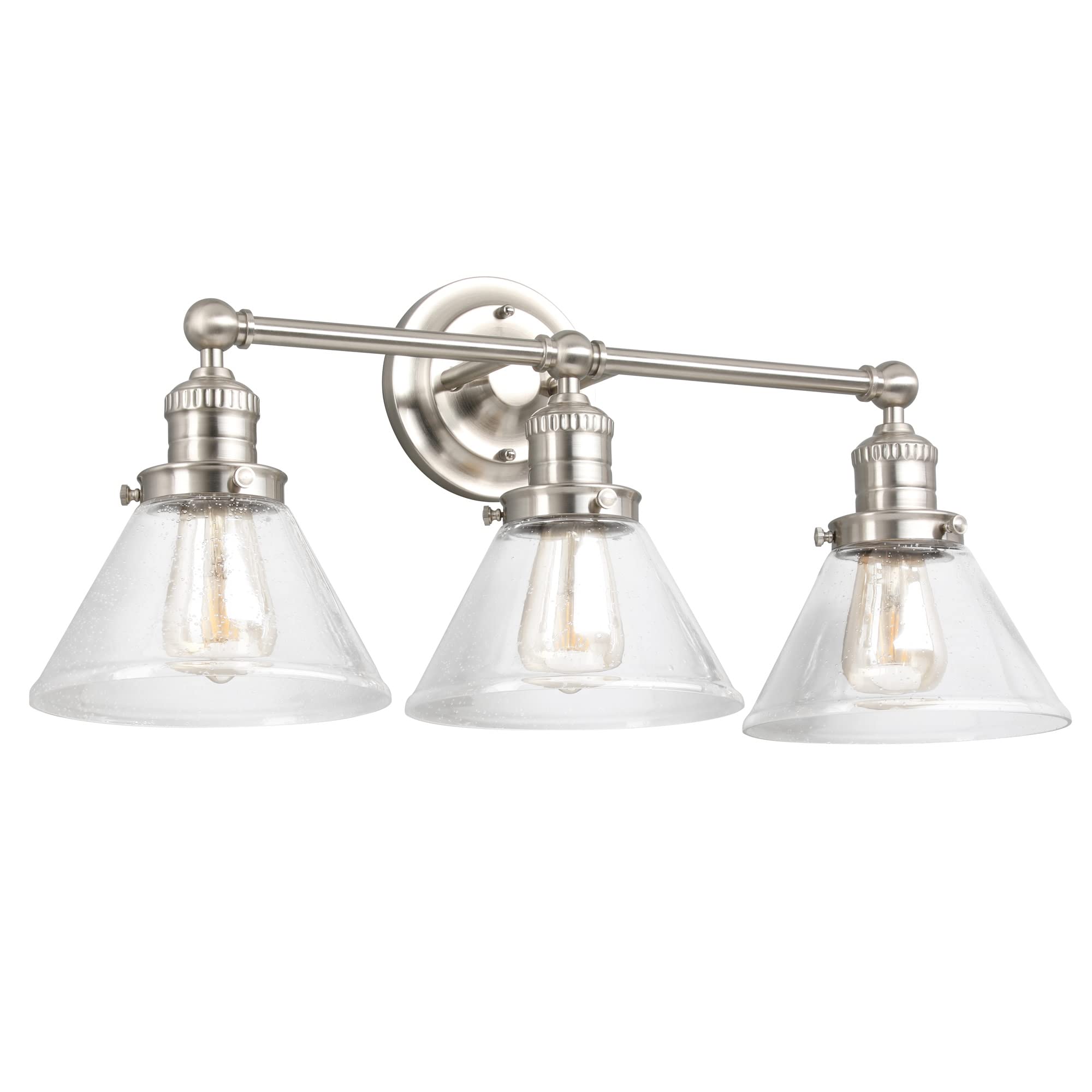 Design House 589036-Sn Augustin Transitional Indoor Dimmable 3-Light Bathroom Vanity Light Fixture With Clear Seedy Glass Shades