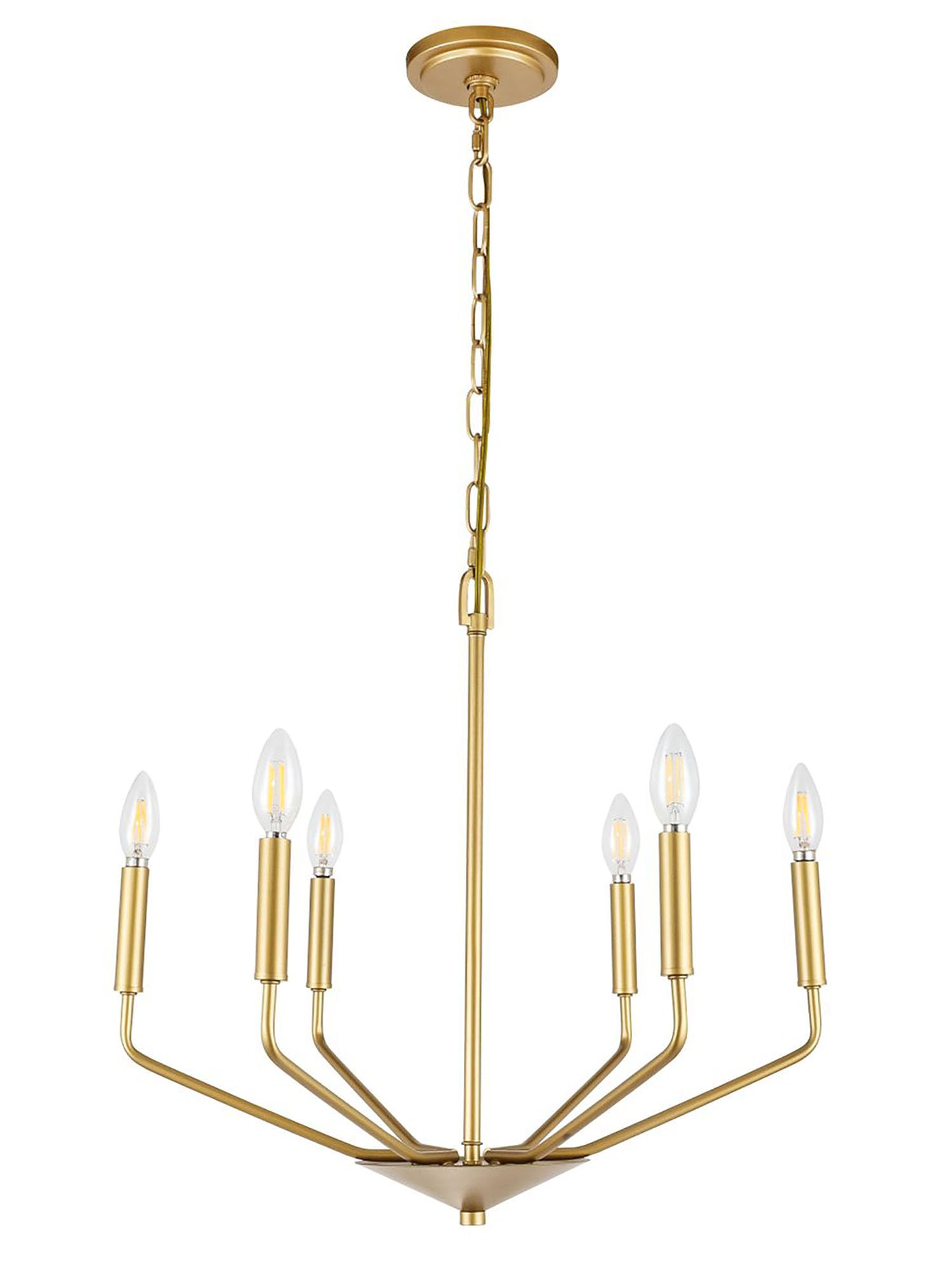 Living District Brass 6-Light Pendant - Modern Bright Ceiling Fixture For Home Decor