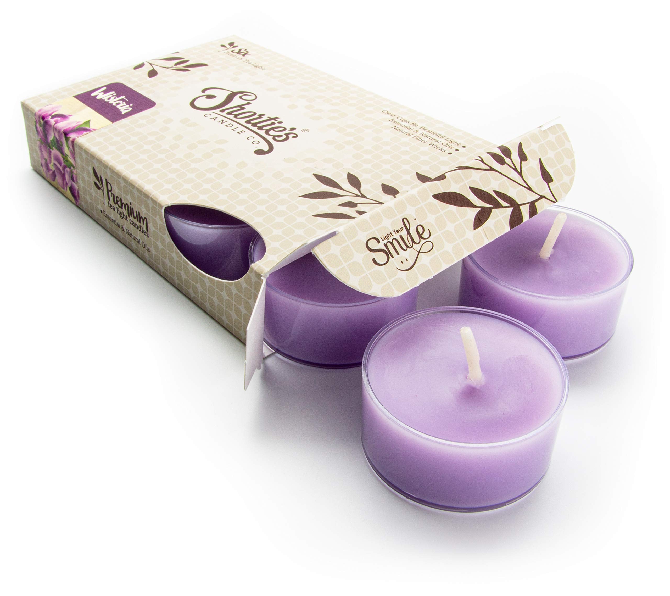 Shorties Candle Company Pure Wisteria Tealight Candles - Highly Scented - 6-Pack - Purple - Paraffin Wax - Model AX-AY-ABHI-18333