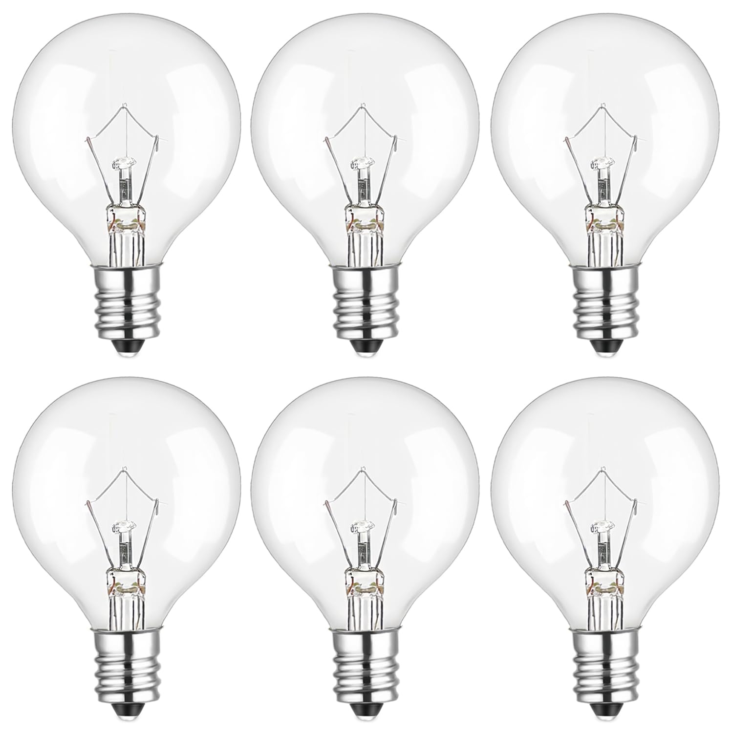 Snnalosses 25 Watt Wax Warmer Bulbs,Light Bulbs For Full Size Scentsy Warmer & Candle Wax Warmer,Long Life-Span And Melt Wax Fast Warming Bulbs,120 V/E12 Type G Bulb,Dimmable, Warm White,6 Packs