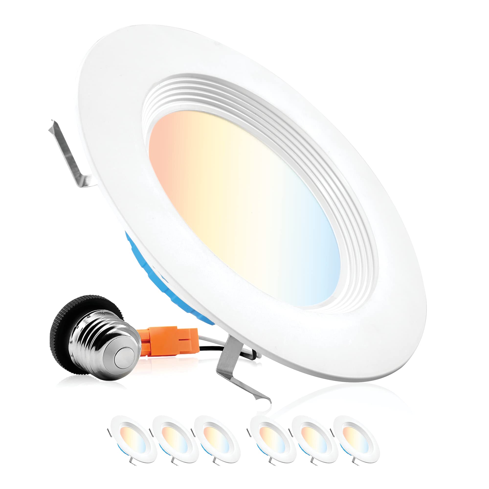 Parmida (6 Pack) 5/6 Inch 5Cct Led Recessed Lighting, Dimmable, 12W, 1000Lm, 2700K/3000K/4000K/5000K/6000K 5 Color Selectable, Baffle Trim Retrofit Can Light, Etl & Energy Star Certified