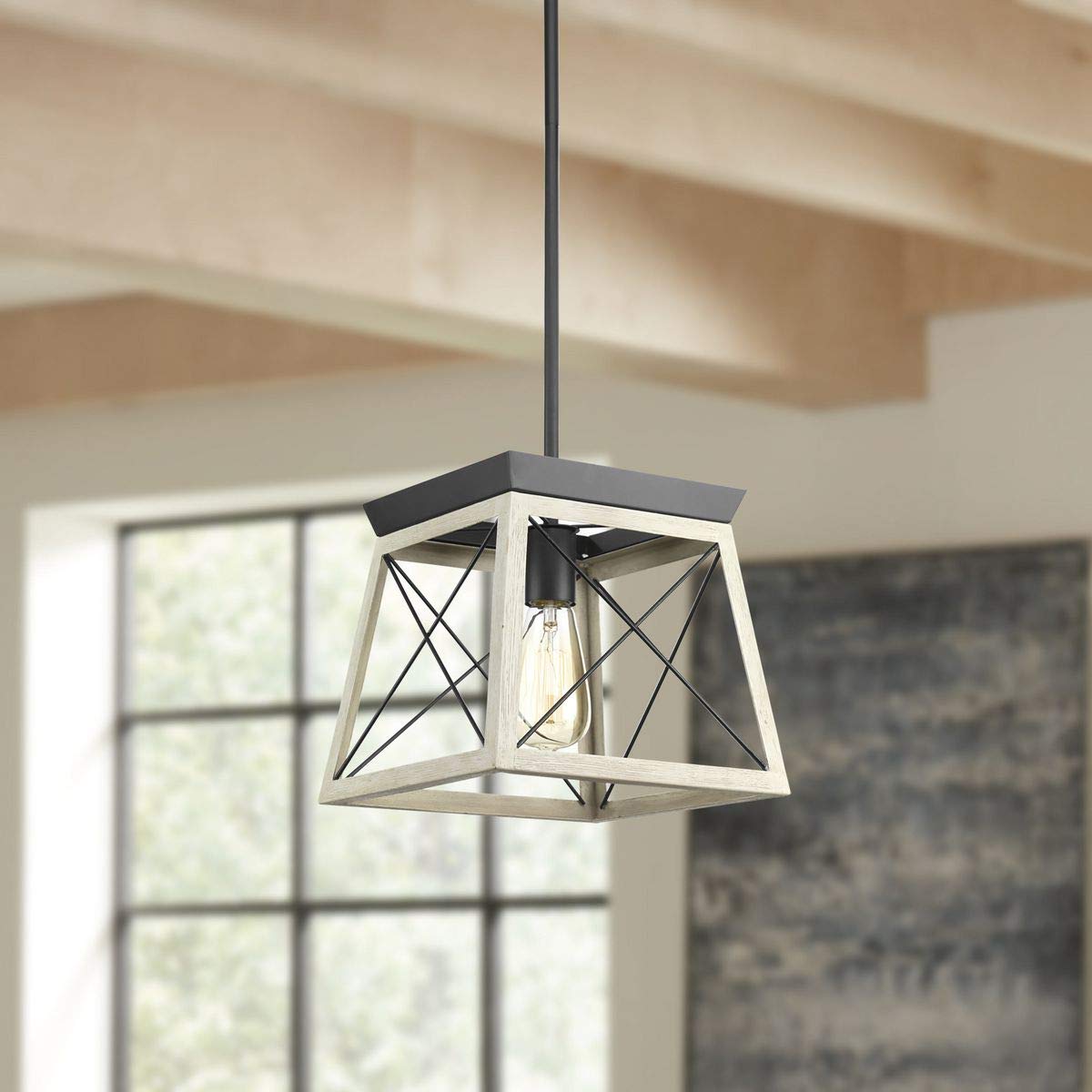 Progress Lighting Briarwood Collection 1-Light Coastal Mini-Pendant Light Graphite, Black