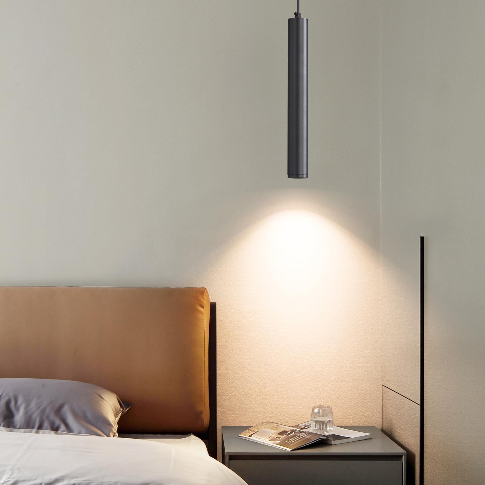 3 Pack Black Pendant Lights For Kitchen Island  Modern Minimalist Linear Hanging Light Fixtures  3 Color 3000K/4500K/6500K  Ceiling Pendant Lighting For Dining Room  Bedroom  Hallway  Bedside
