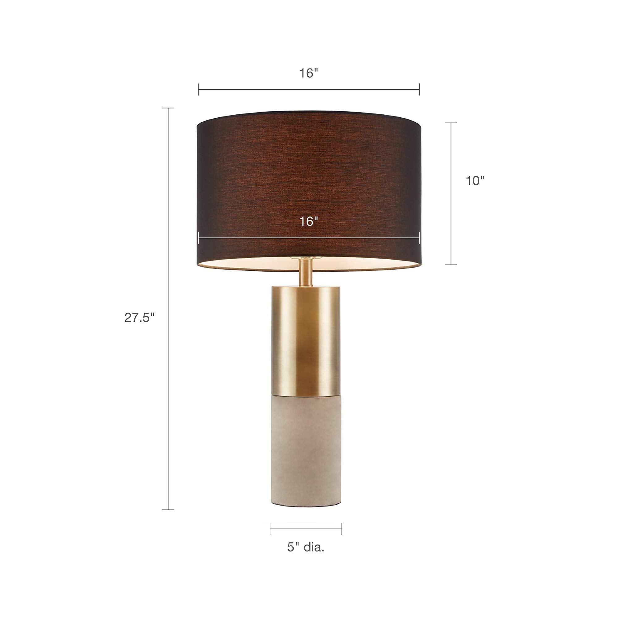 Hampton Hill Desk Lamp - Modern Luxe Gold/Black, 27.5 Tall, Fabric Drum Shade, Concrete Base, Model Mps153-0079