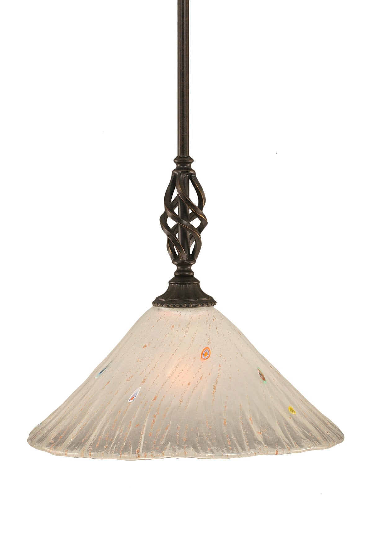 Toltech Lighting 80-DG-701 12-Inch Elegante Mini-Pendant Dark Granite Finish with Frosted Crystal Glass Shade