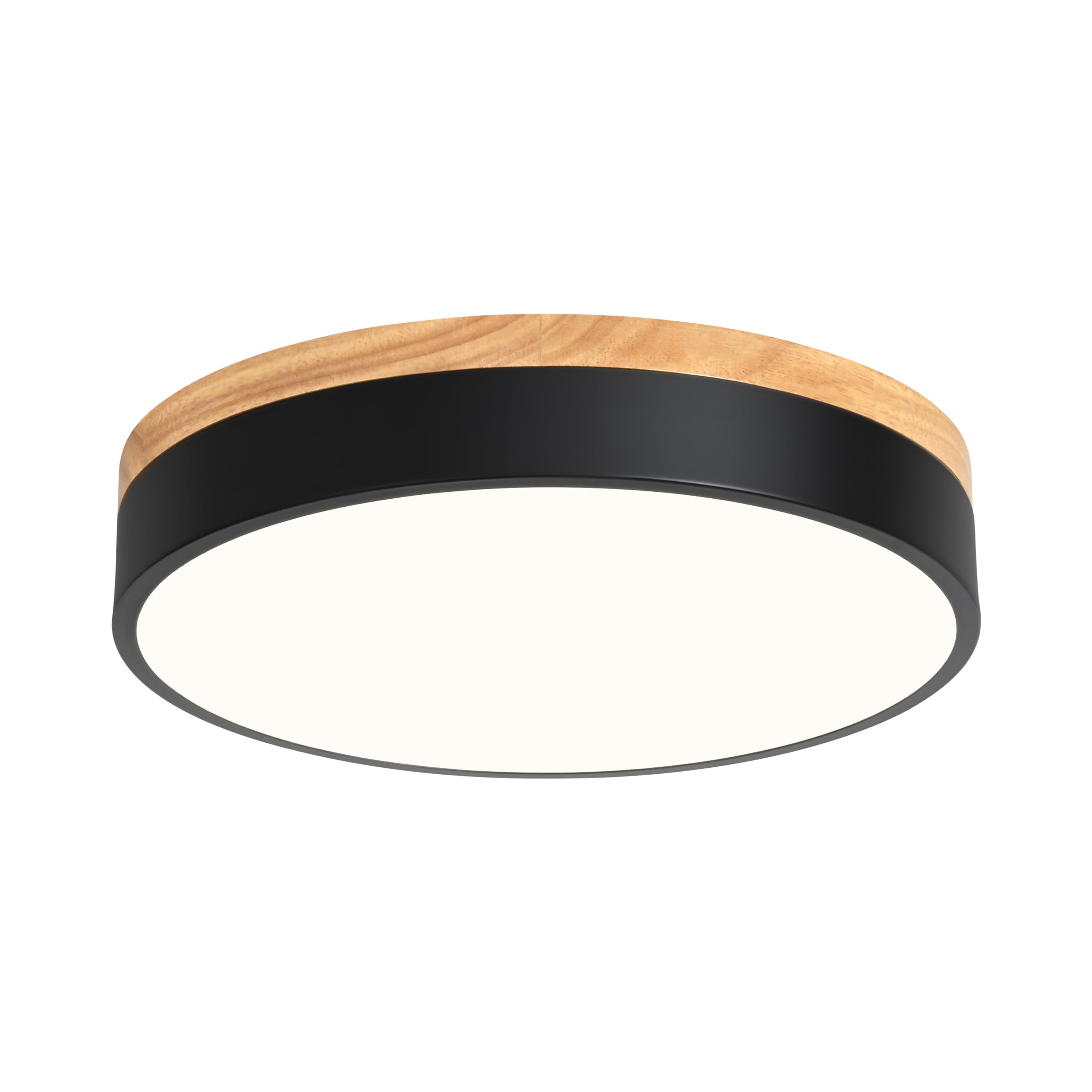 Yiisem Dimmable Wood LED Ceiling Light, 11.8in, Black, 5CCT 2700K-6000K, Modern Flush Mount Lamp for Bedroom, Kitchen, Hallway