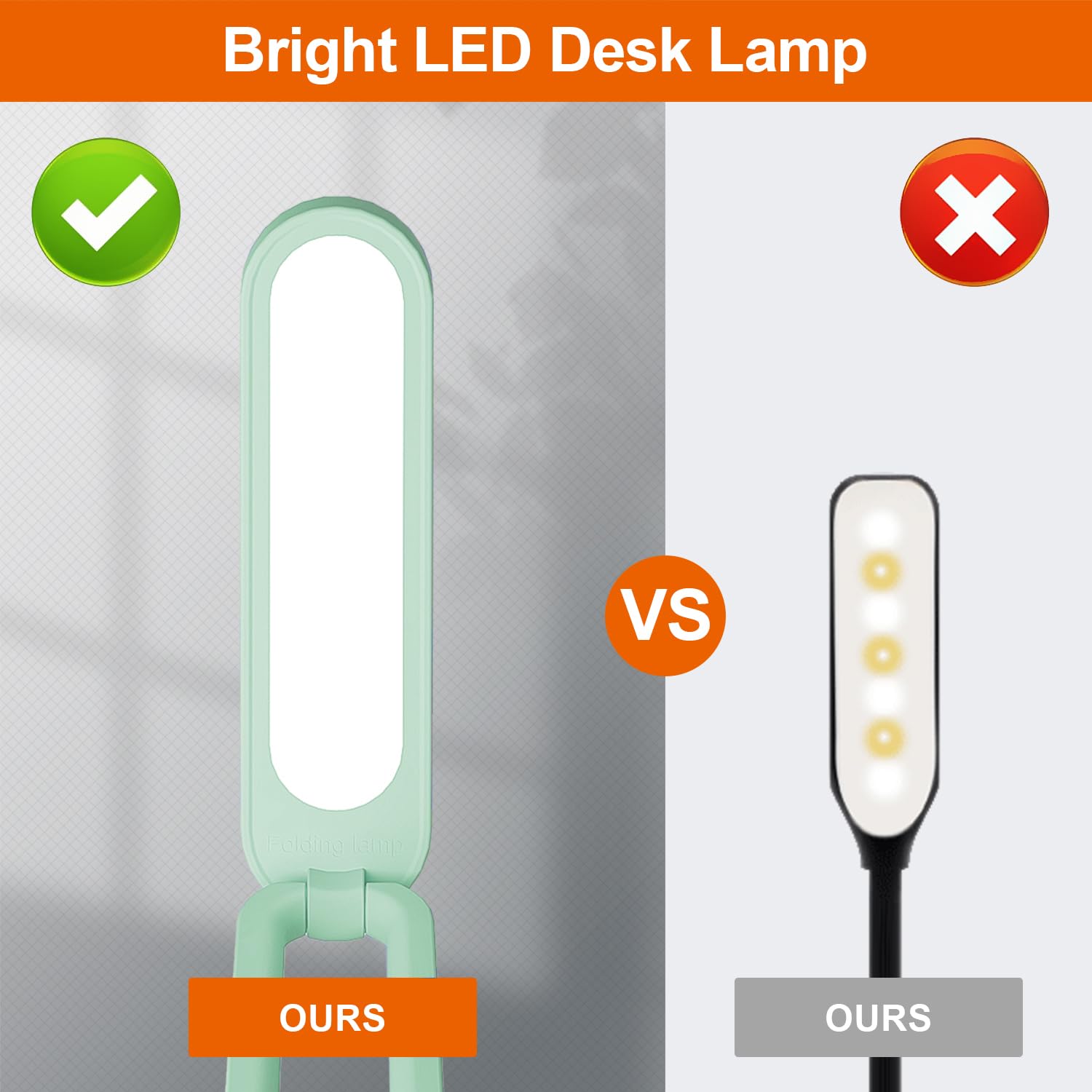 Giryuhd LED Desk Lamp - Rechargeable & Portable, 3 Brightness Levels, Green, Model A211, Foldable Light for Office & Home