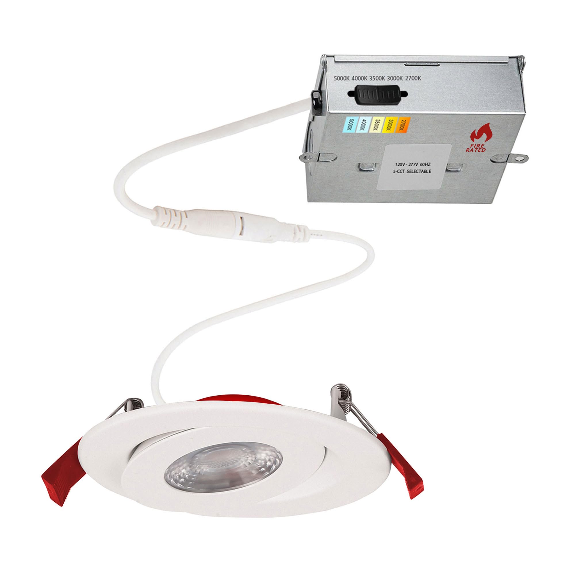Wac Lighting Lotos 6In Fire Rated Led Round Adjustable 5-Cct Selectable 2700K-3000K-3500K-4000K-5000K Recessed Kit In White