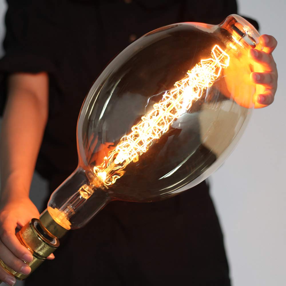Tianfan Giant Edison Bulb Bt180 Vintage Incandescent 60W Spiral Filament 110/130V E26 Big Size Light Bulb