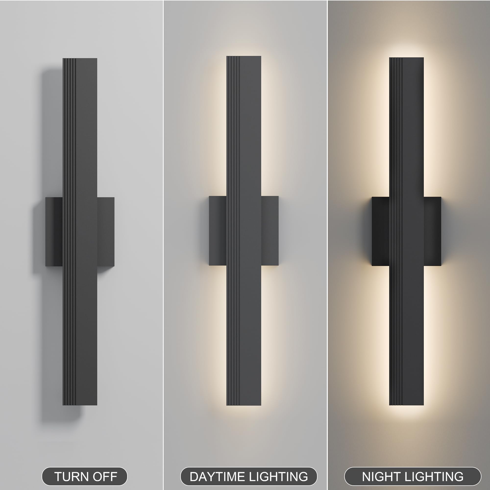Lamqee 23.6 In Aluminum Long Outdoor Wall Light  3000K 1600Lm Integrated Led Waterproof Ip65  Linear Modern Exterior Lighting Fixtures Wall Mount Outside Sconce For House Porch Patio Garage Front Door