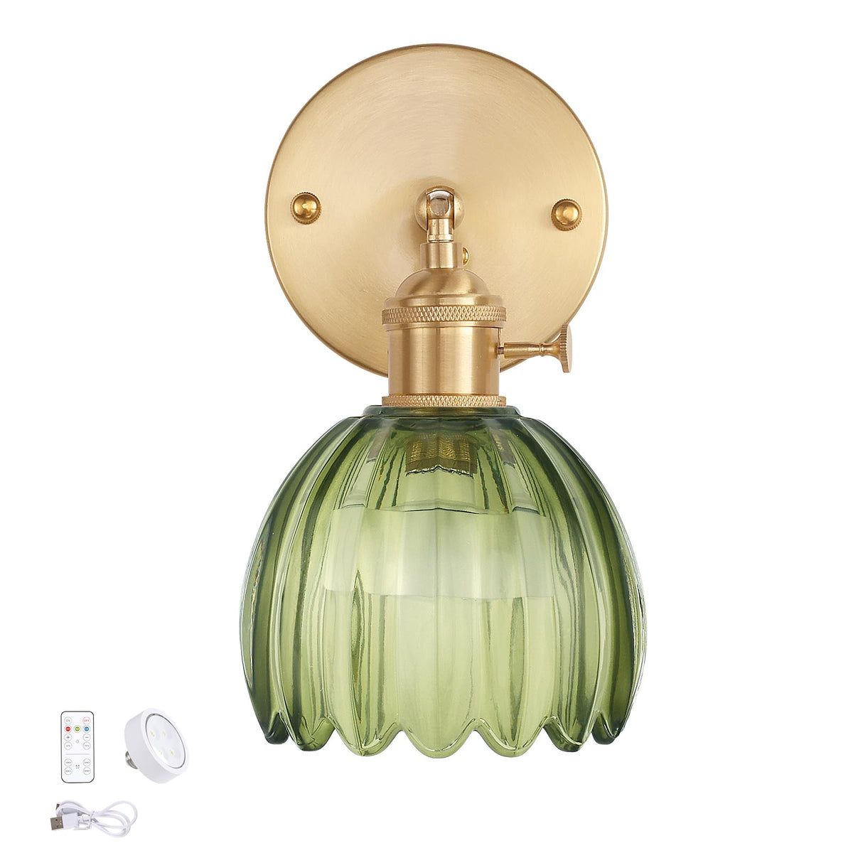 Shenmoyl Battery Operated Wall Sconce, Vintage Rechargeable Wall Lights with Green Lily Glass Shade, Wireless Indoor Wall Lamp with Remote for Bedroom Living Room Bathroom Hallway Shenmoyl Battery Operated Wall Sconce, Vintage Rechargeable Wall Lights with Green Lily Glass Shade, Wireless Indoor Wall Lamp with Remote for Bedroom Living Room Bathroom Hallway