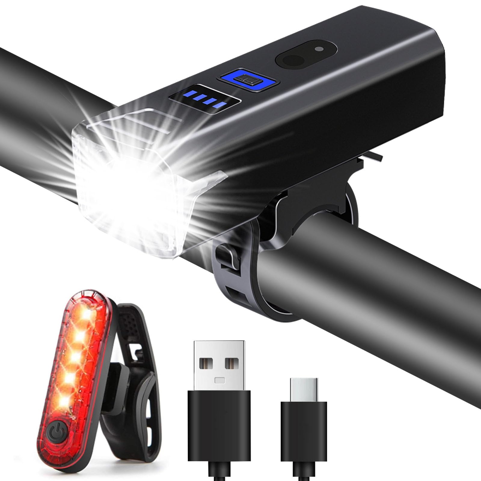 Chasinglee USB Rechargeable Bicycle Lights, Super Bright 1200 Lumens Front and Back LED Bike Lights IPX6 Waterproof Bicycle Whee