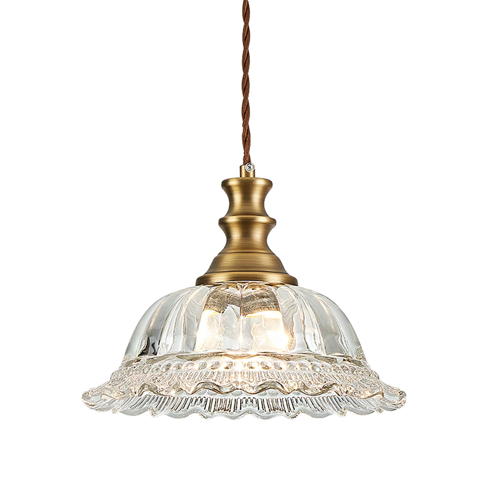 HDDFL Glass Pendant Lights Modern Pendant Lighting Fixtures 11.8 in Brushed Finish Hanging Lamp for Kitchen Island Bedroom Dinin