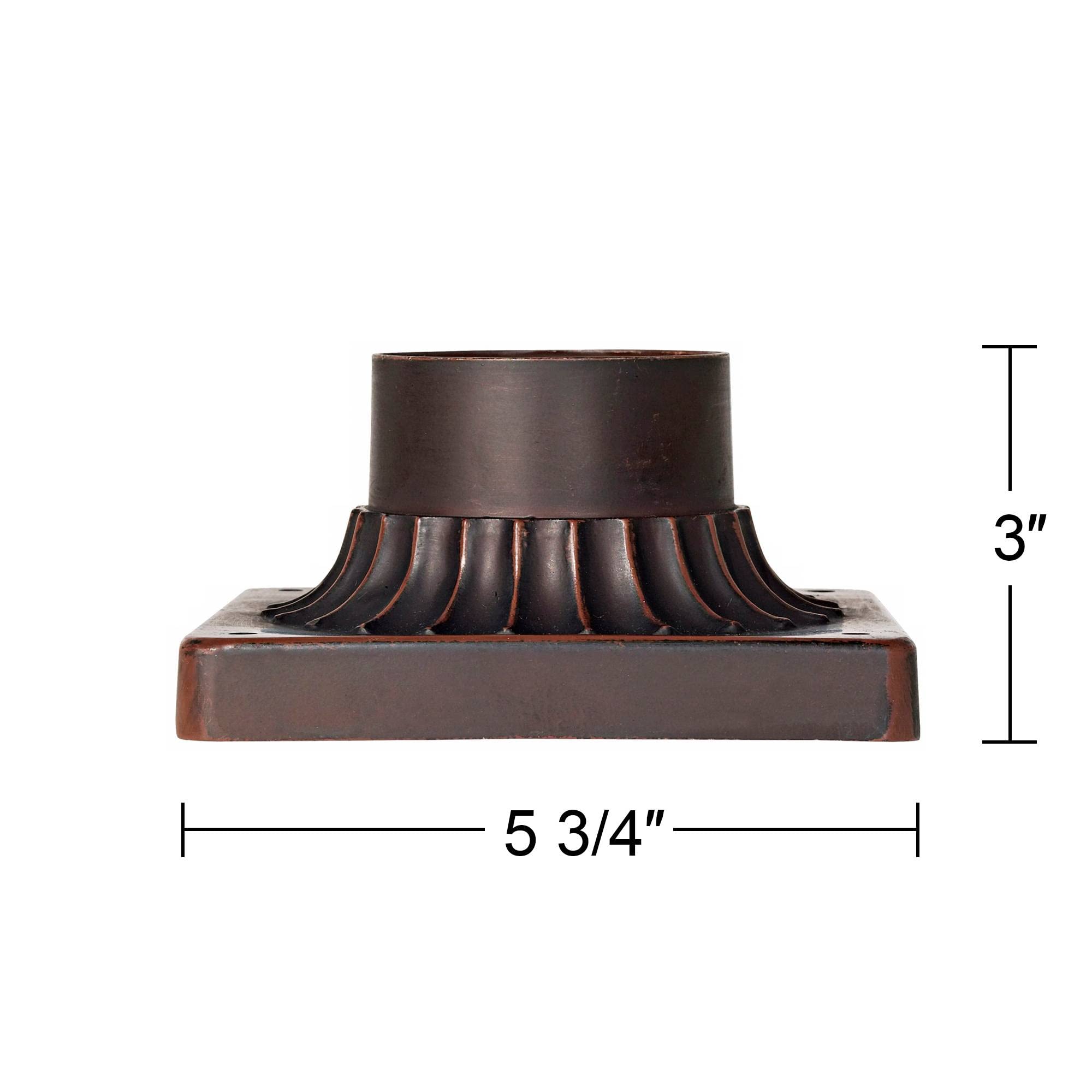 John Timberland Outdoor Pier Mount Post Adapter, Aluminum, Antique Bronze, Fluted Column Style, 5.75in for Patio, Deck, Yard