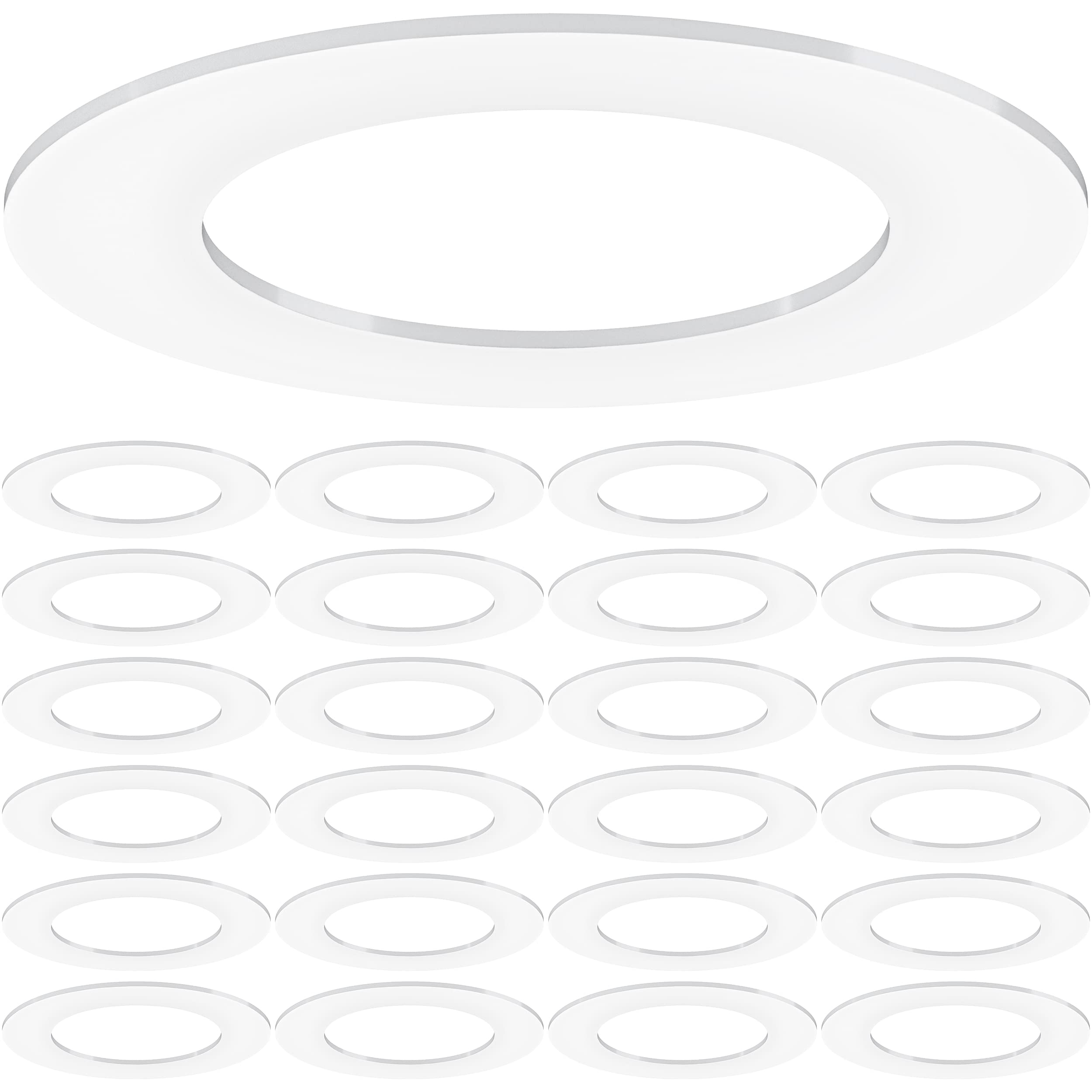Sunco 24 Pack Goof Rings For 4 Inch Recessed Lights White Can Light Goof Trim Ring, Outer Diameter 6.7-Inch, Inner Diameter 4.25-Inch, Durable Plastic Design, Matte Finish, Flush Mount.