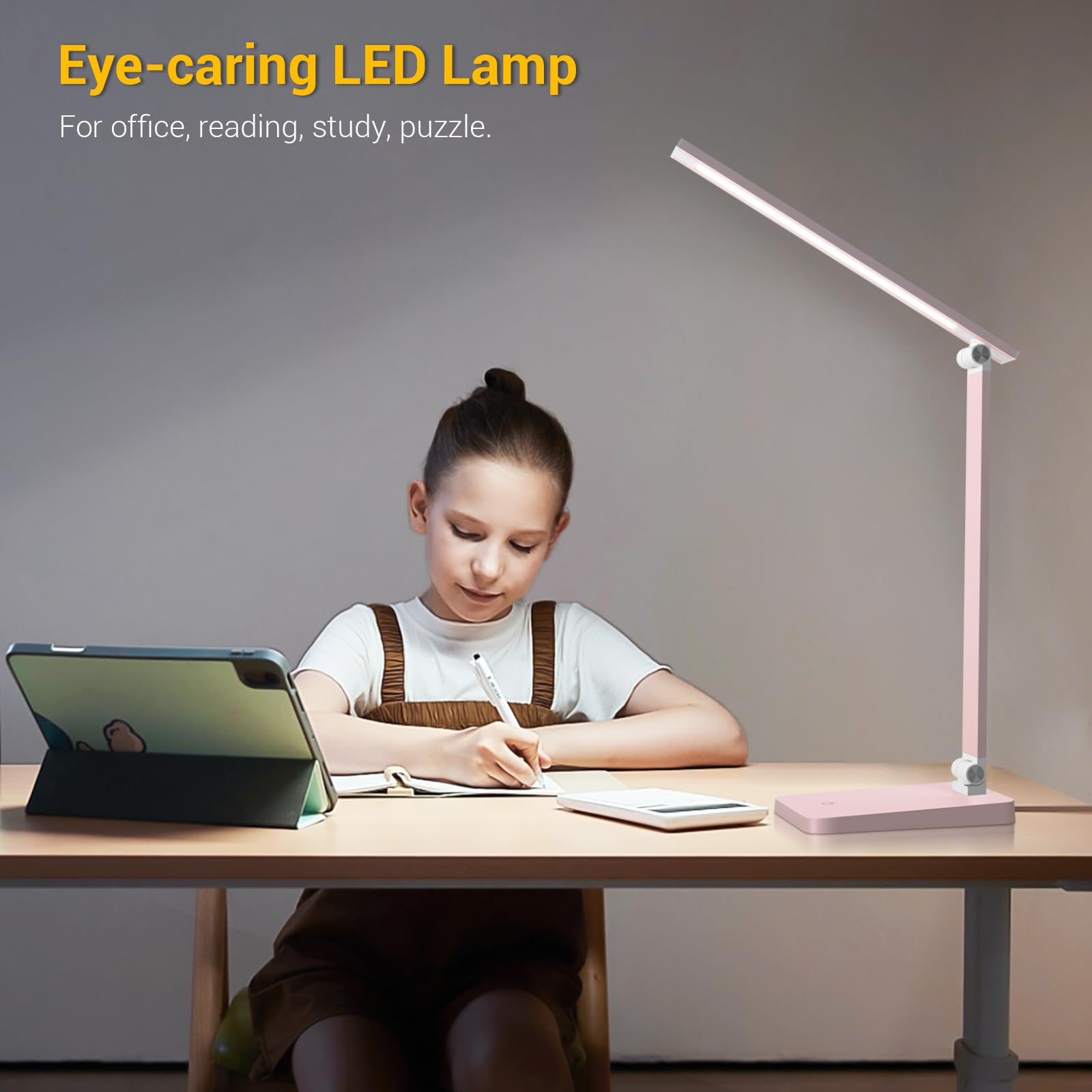 Led Desk Lamp For Home Office, 3 Levels Dimmable Reading Desk Light With Usb Charging Port, Desk Accessories Touch Control Table
