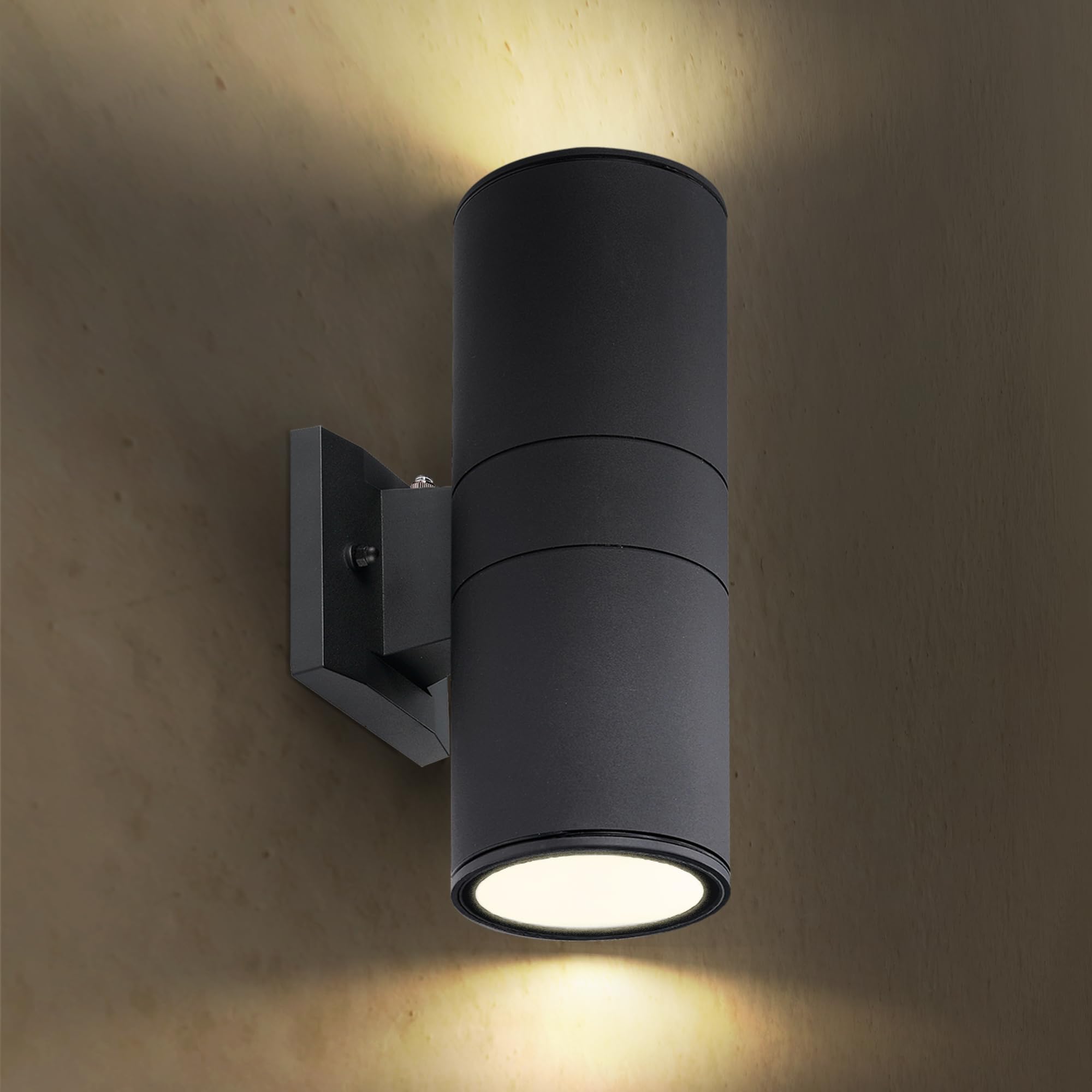 ASD Outdoor Wall Light Fixture | 2 Light Dusk to Dawn | 120W E26 Socket | Round Photocell | Black | Model A-OCLR-2A-PC-BK