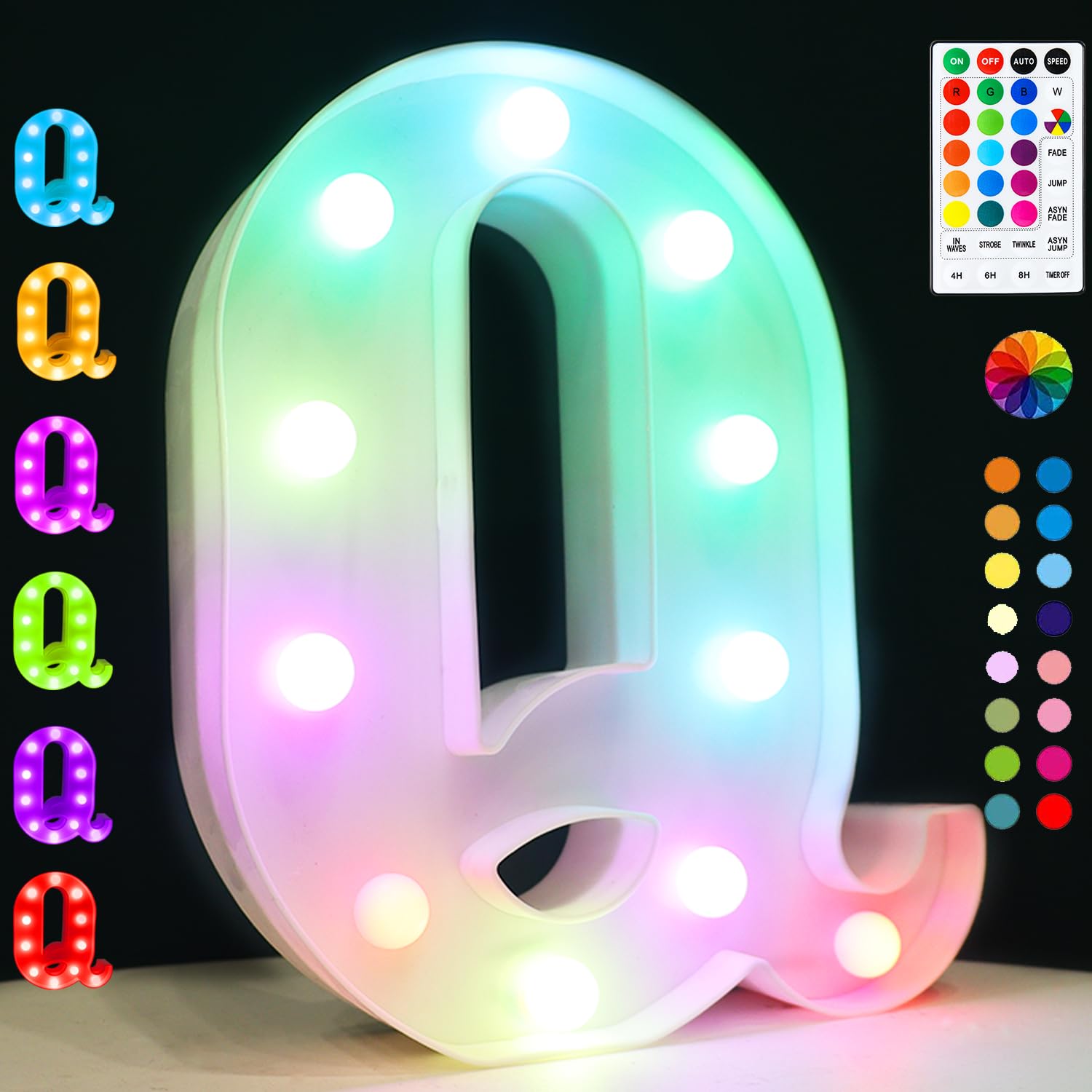 OYCBUZO LED Marquee Letter Lights, Color Changing 18 Colors, Remote Timer, Plastic, Night Light for Bedroom, Wedding, Party Decor