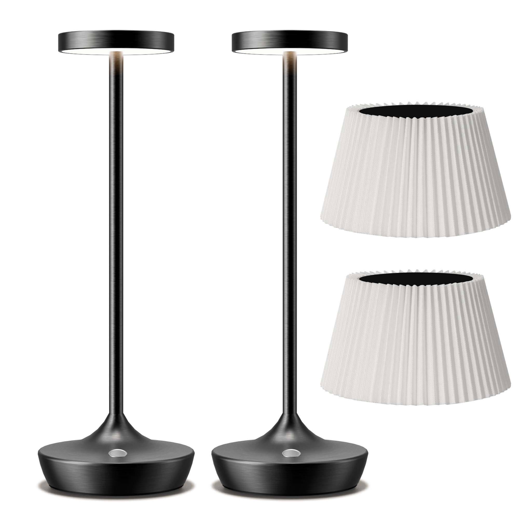 YHT 2 Pack Cordless Table Lamp Rechargeable,6000mAh Battery Operated LED Desk Lamp,Portable Outdoor Waterproof 3-Color Touch Dim