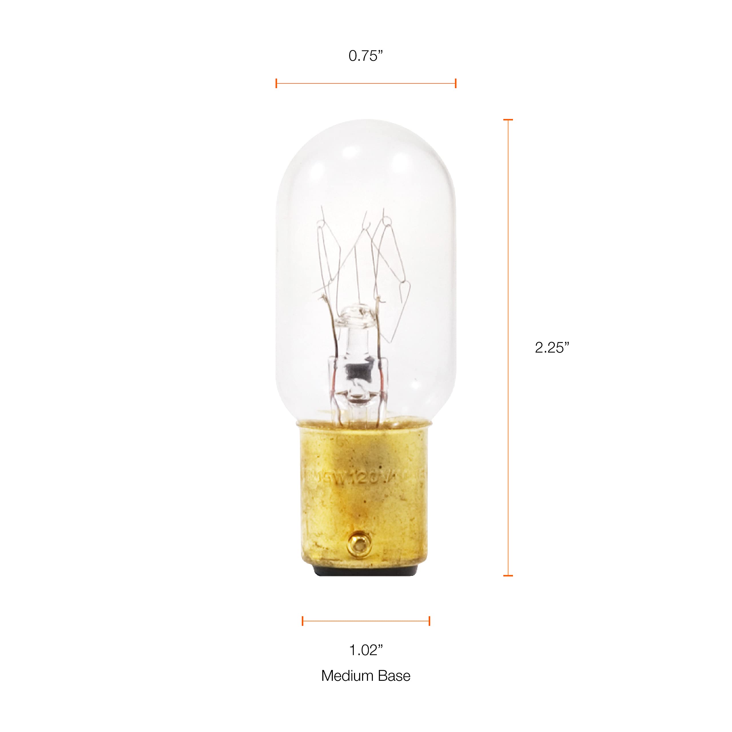 LEDVANCE SYLVANIA 15W Incandescent Appliance Light Bulb, T7, 110 Lumens, Bayonet Base, Warm White, 1 Count, Model 18200