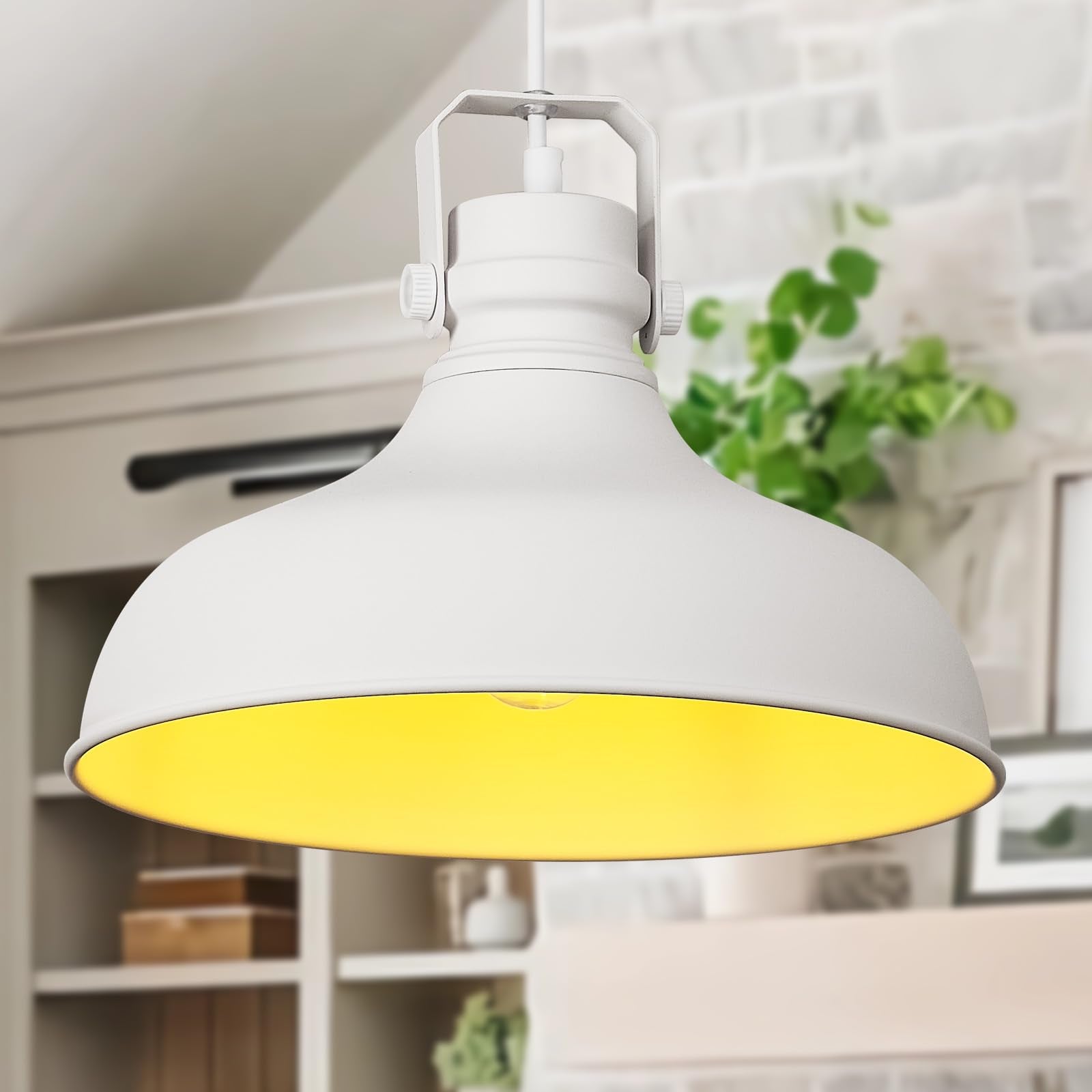 Alaislyc White Farmhouse Pendant Lights Matte Pendant Lighting For Kitchen Island Industrial Adjustable Height Vintage Dome Hanging Light Fixtures For Barn  Dining Room 3 Packs