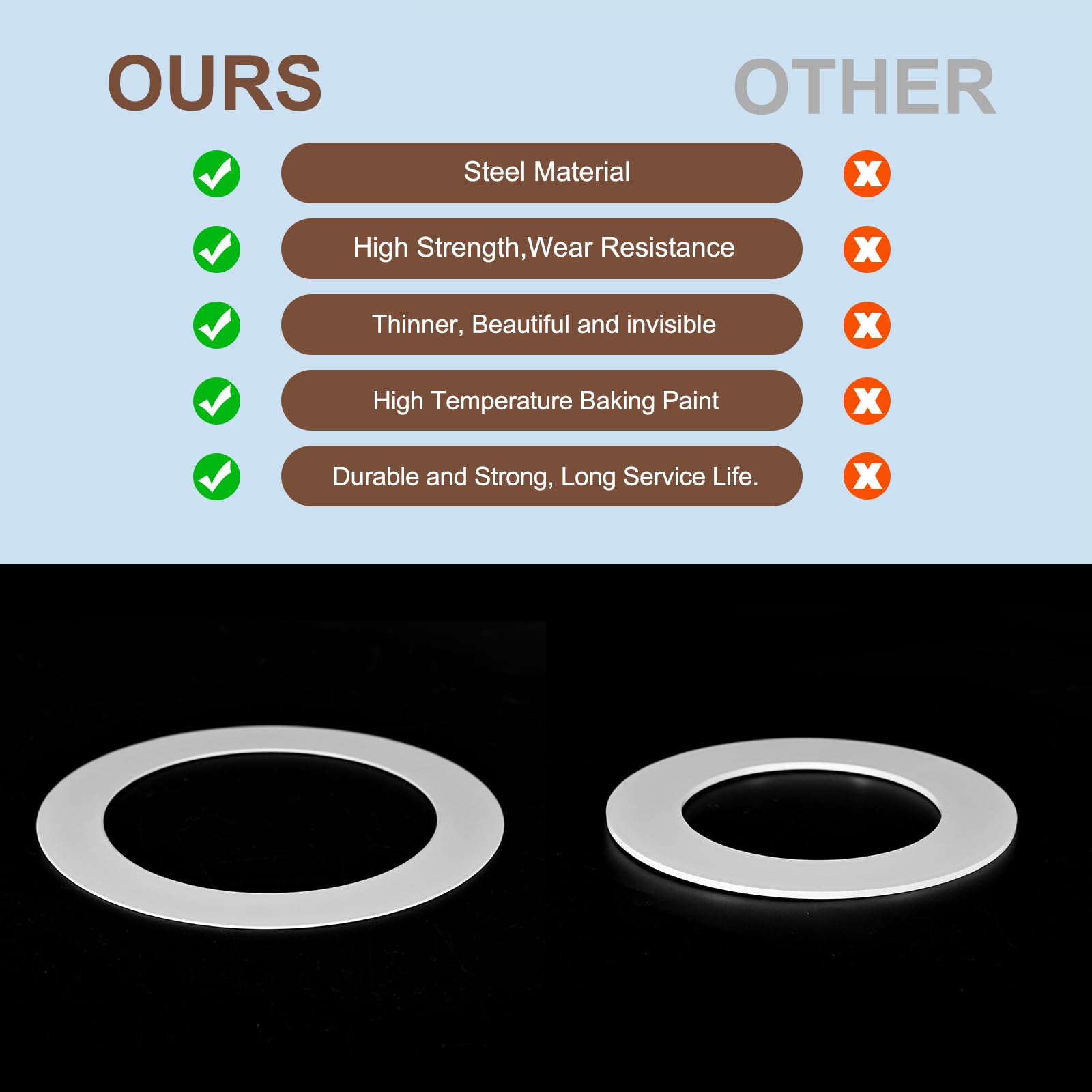 Awclub Black Goof Trim Ring For 5 Inch Recessed Cans Downlights For Ceiling Light Fixtures, 4 Pack 5.9-Inch Inner Diameter, 8-In