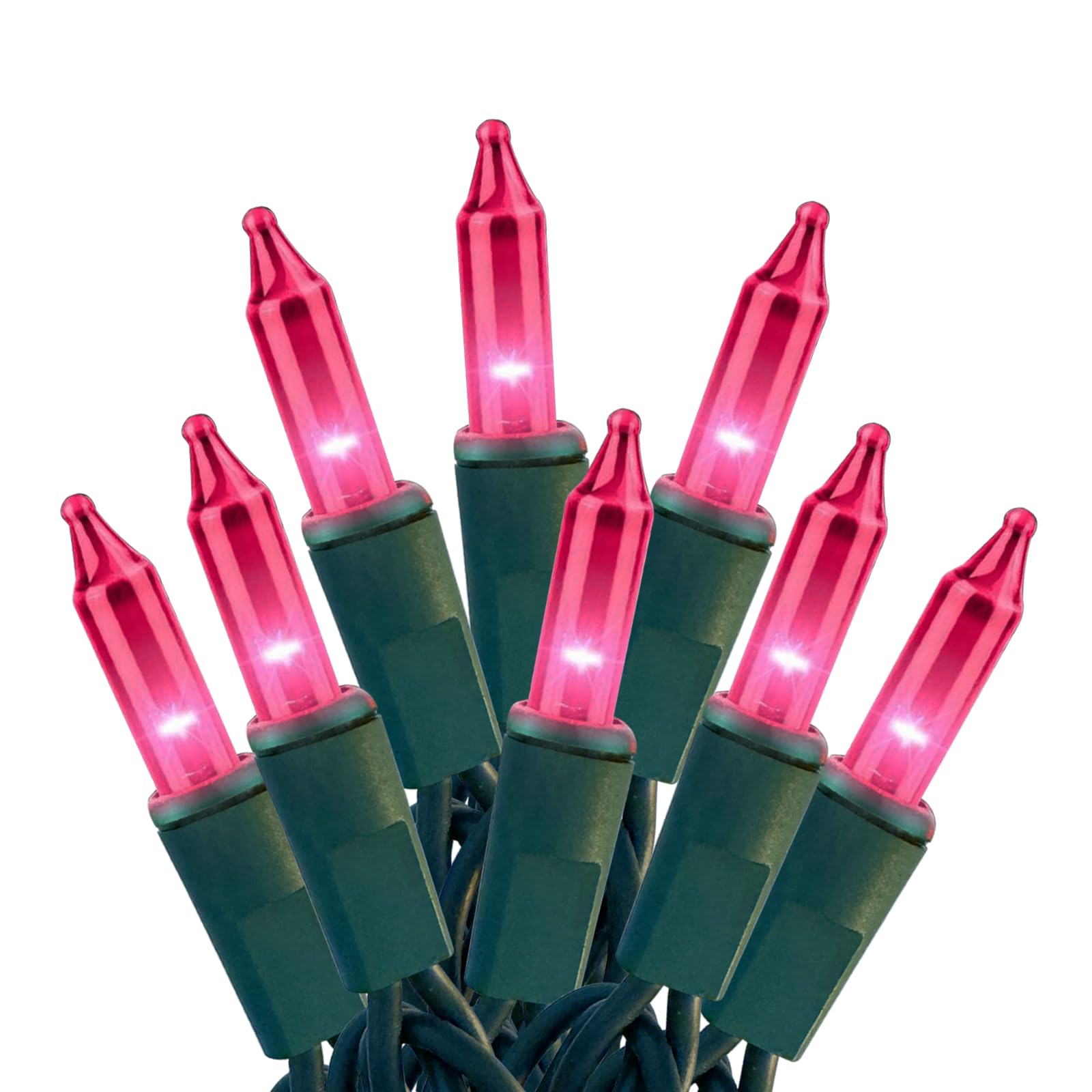 Hishiny Christmas Lights 100 Count Pink Christmas Tree String Lights With Green Wire For Outdoor Indoor Christmas Decorations Wedding Decorations Valentines Day Decor Ul Certified (21Feet)