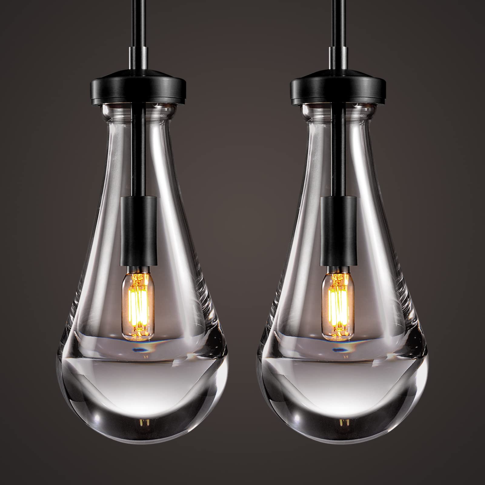 Joyunleo Raindrop Pendant Lights  Bronze Modern Pendant Lights for Kitchen Island with Rod  Penadant Light Fixtures  Chandelier for Living Room Hallway Bedroom Pendant Light  Bulb Included